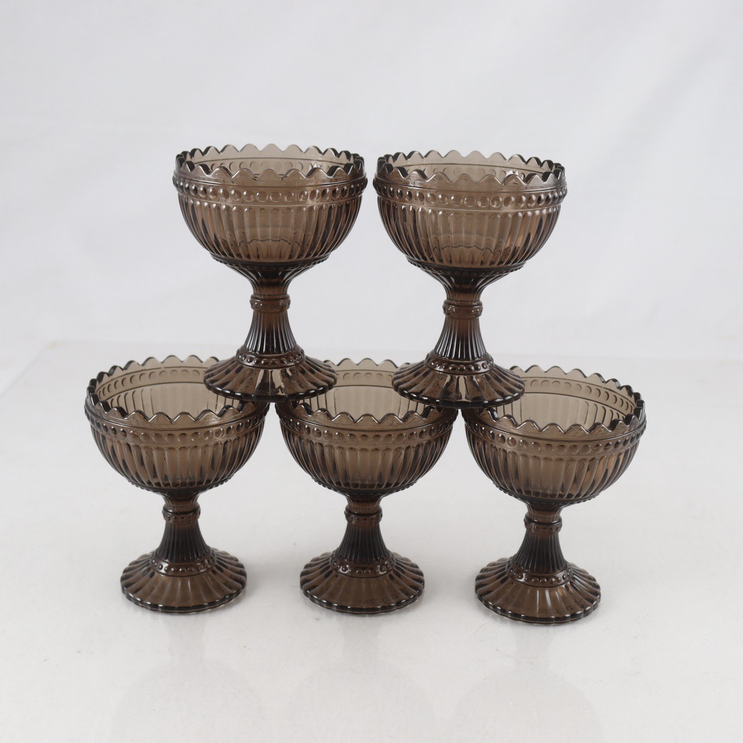 Skålar, Iittala, ”Mariskooli”, Marimekko, rökfärgad, 5 st. Samfraktas ej