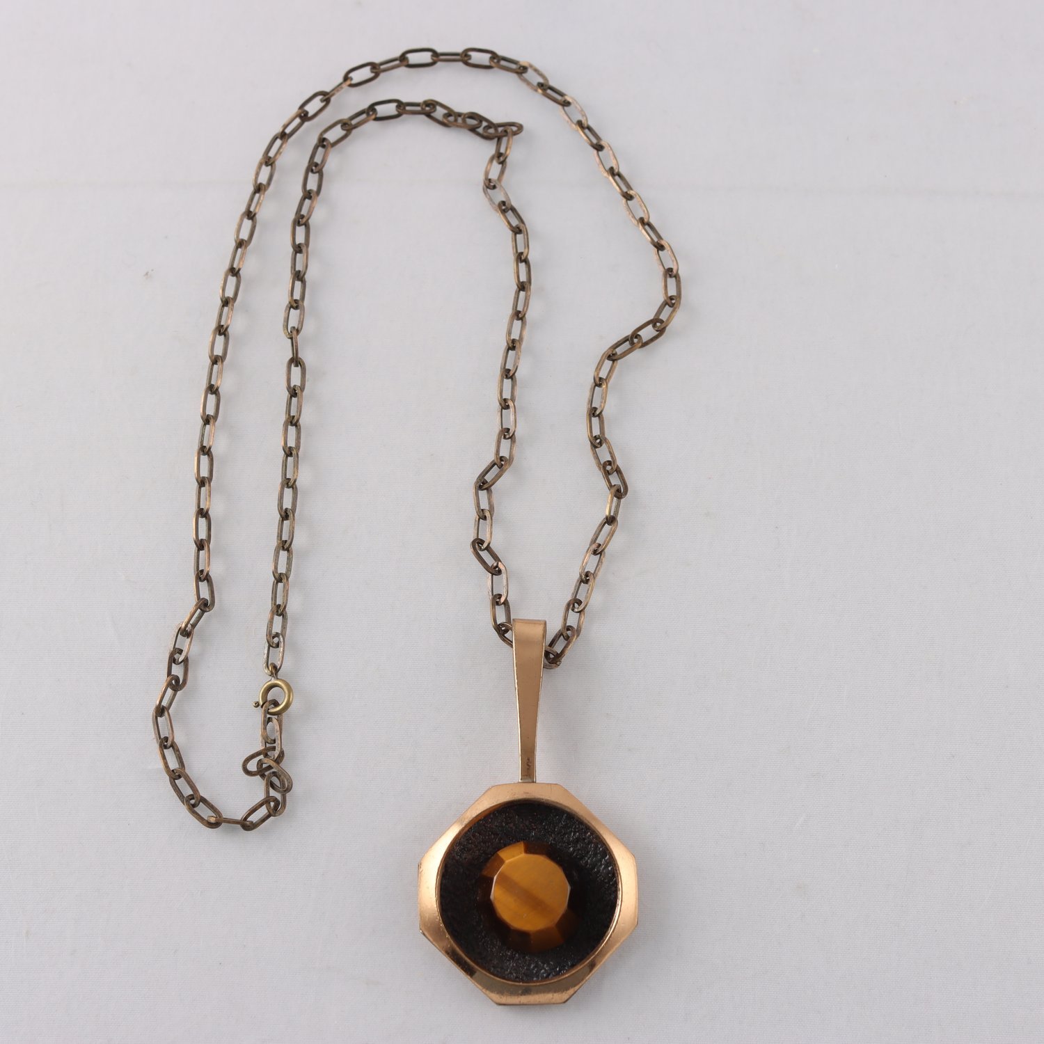 Halsband, brons, tigeröga, Alton, vintage