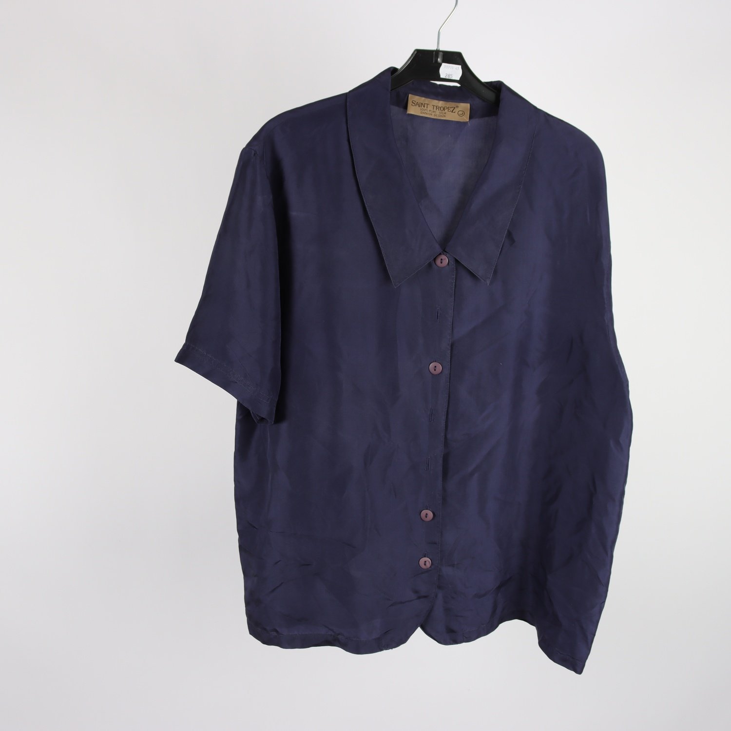 Sidenblus, Saint Tropez, blå, stl. L