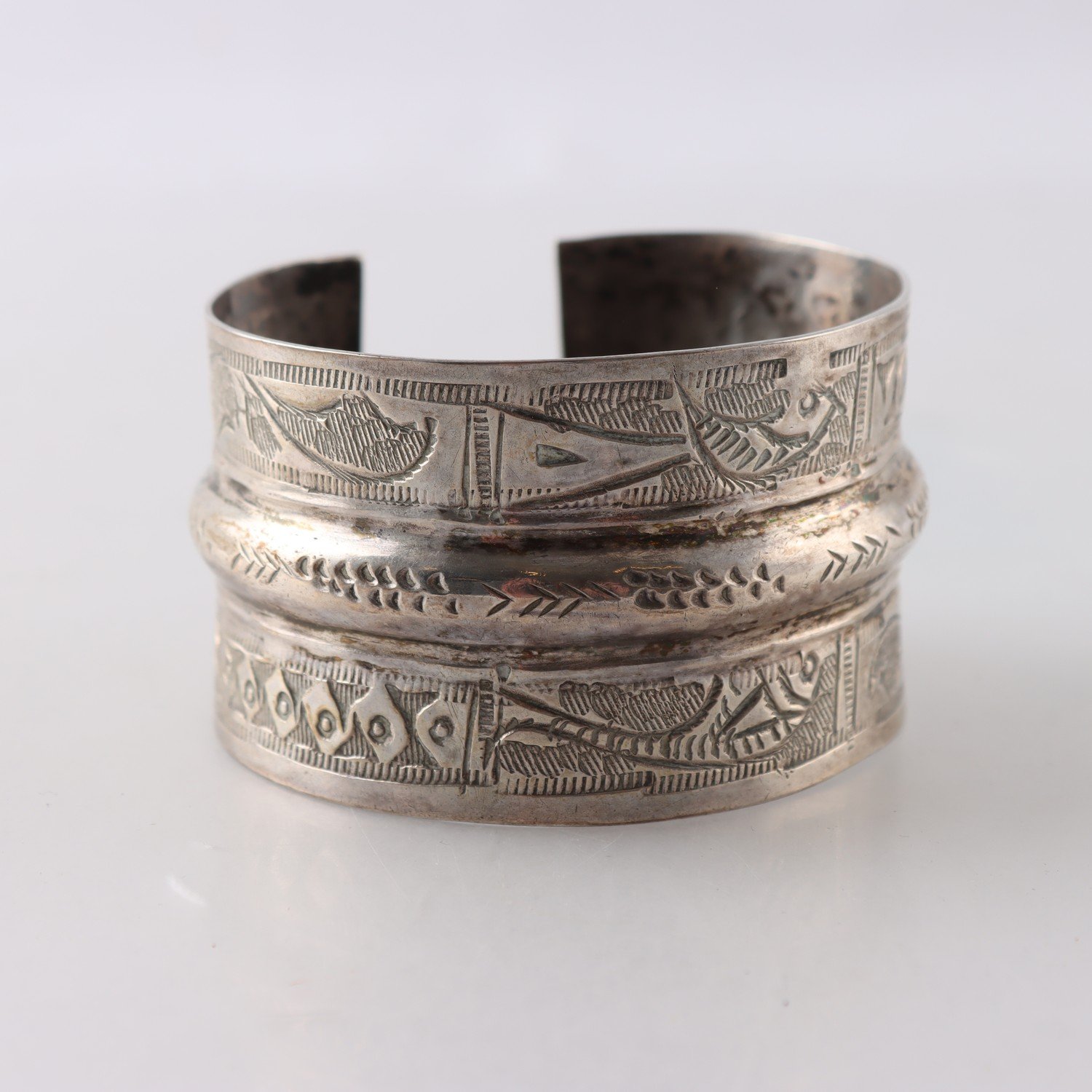 Armband, cuff, silver, vintage, vikt: 65.3 g
