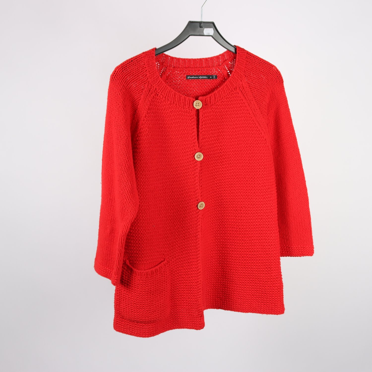 Stickad kofta, Gudrun Sjödèn, röd, 30% ull, stl. M