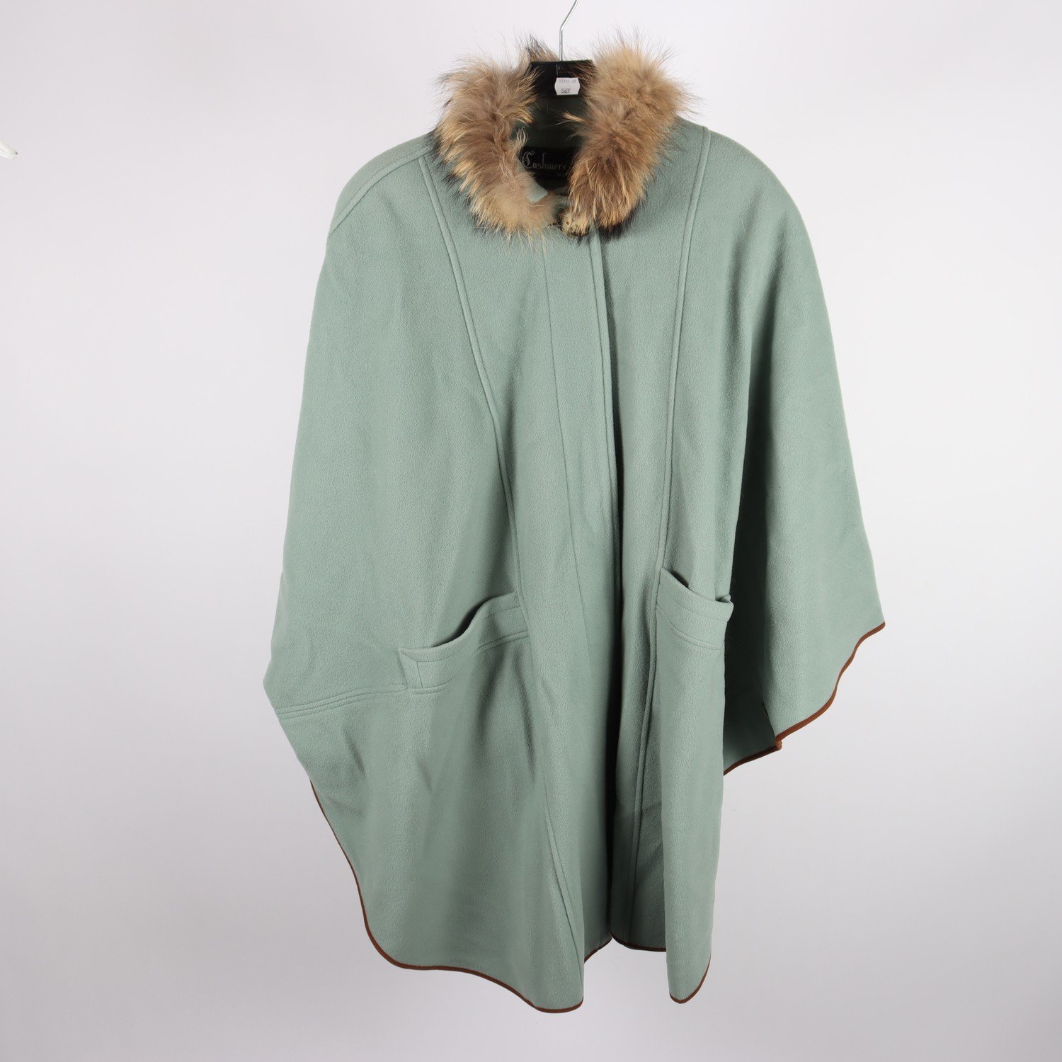 Poncho, Cashmere, grön, stl. One size