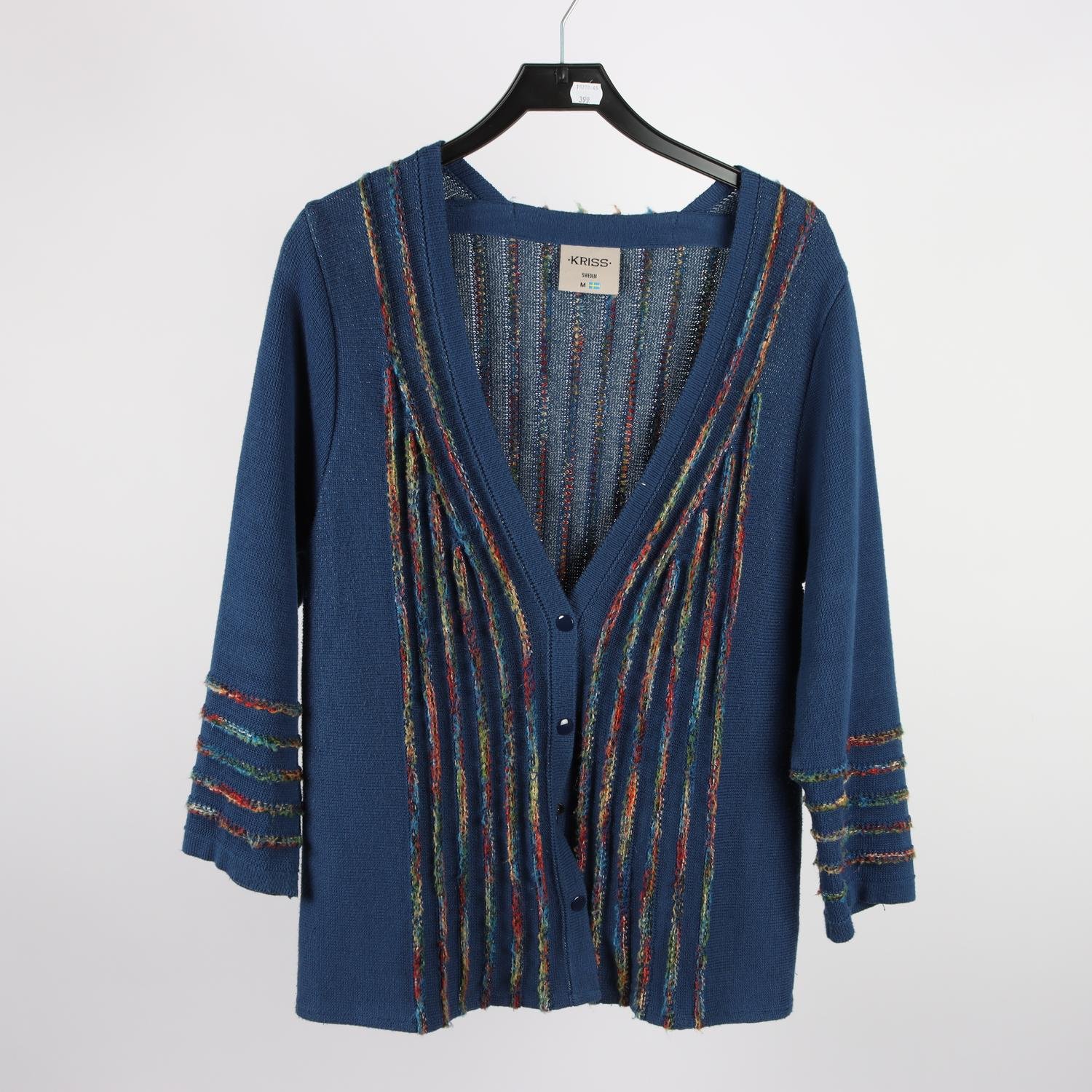 Stickad kofta, Kriss, blå, stl. M