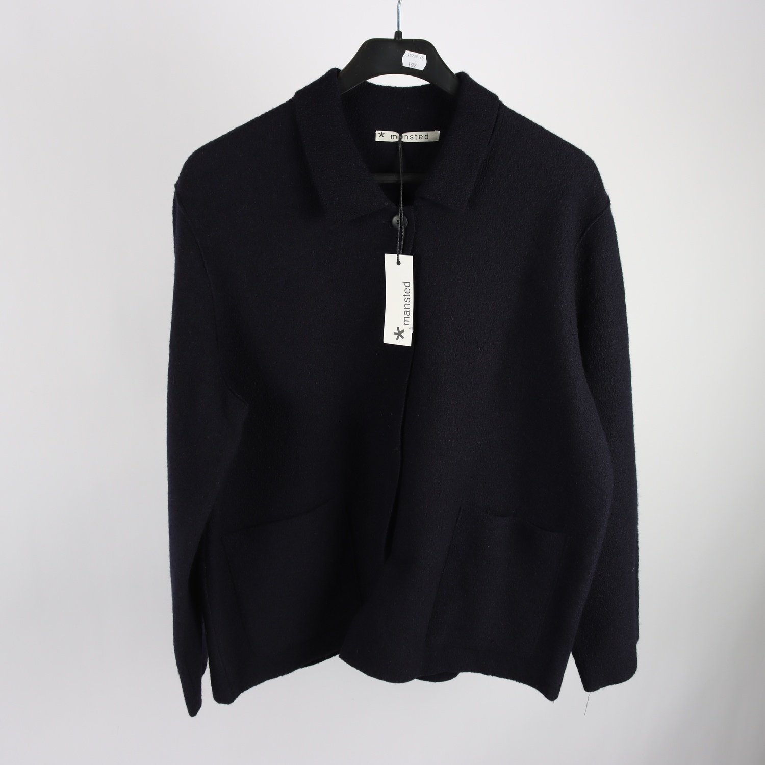 Jacka, Mansted, blå, 100% ull, stl. L