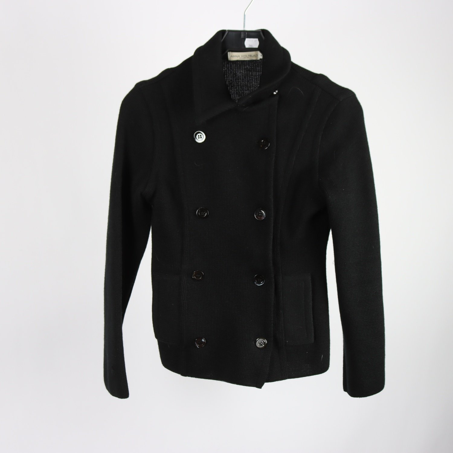 Stickad ullkofta, Anna Holtblad, svart, stl. S