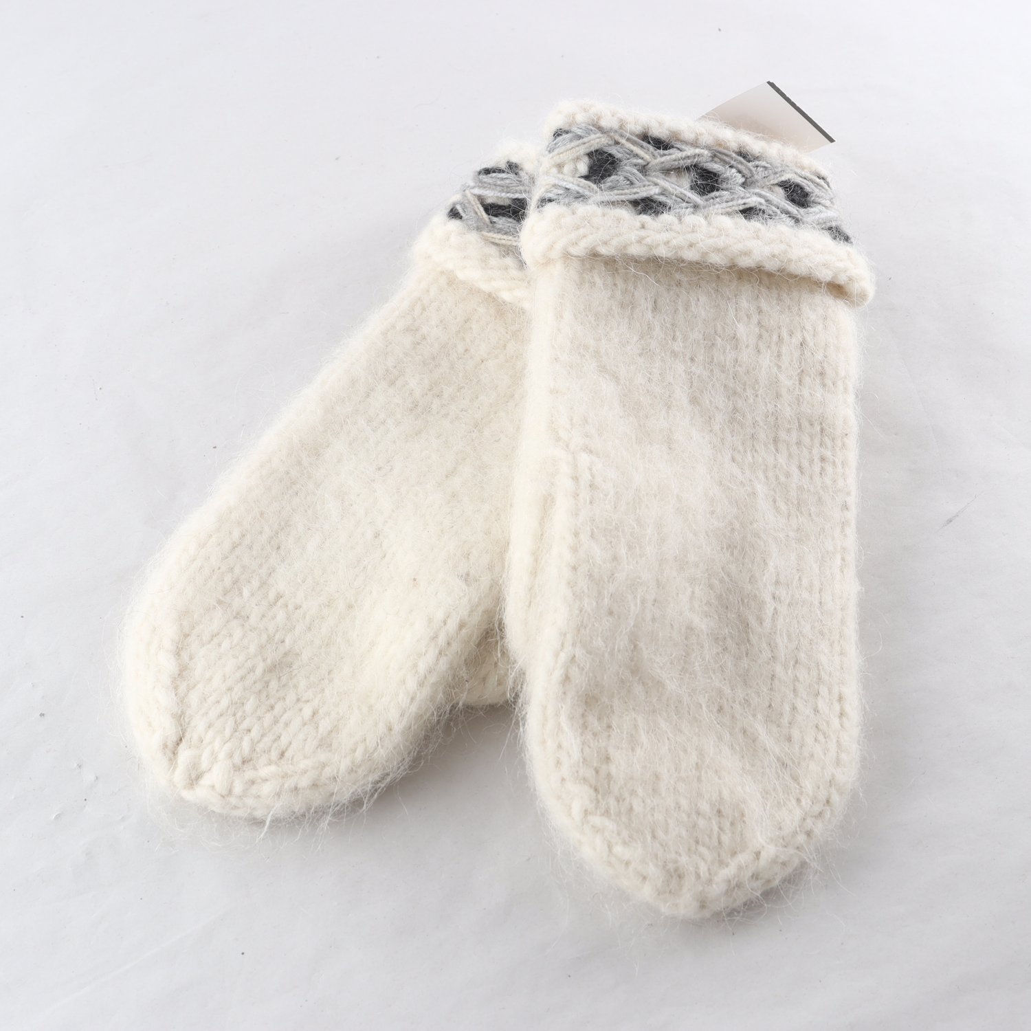 Stickade Lovikkavantar, Okänd, vit, ull