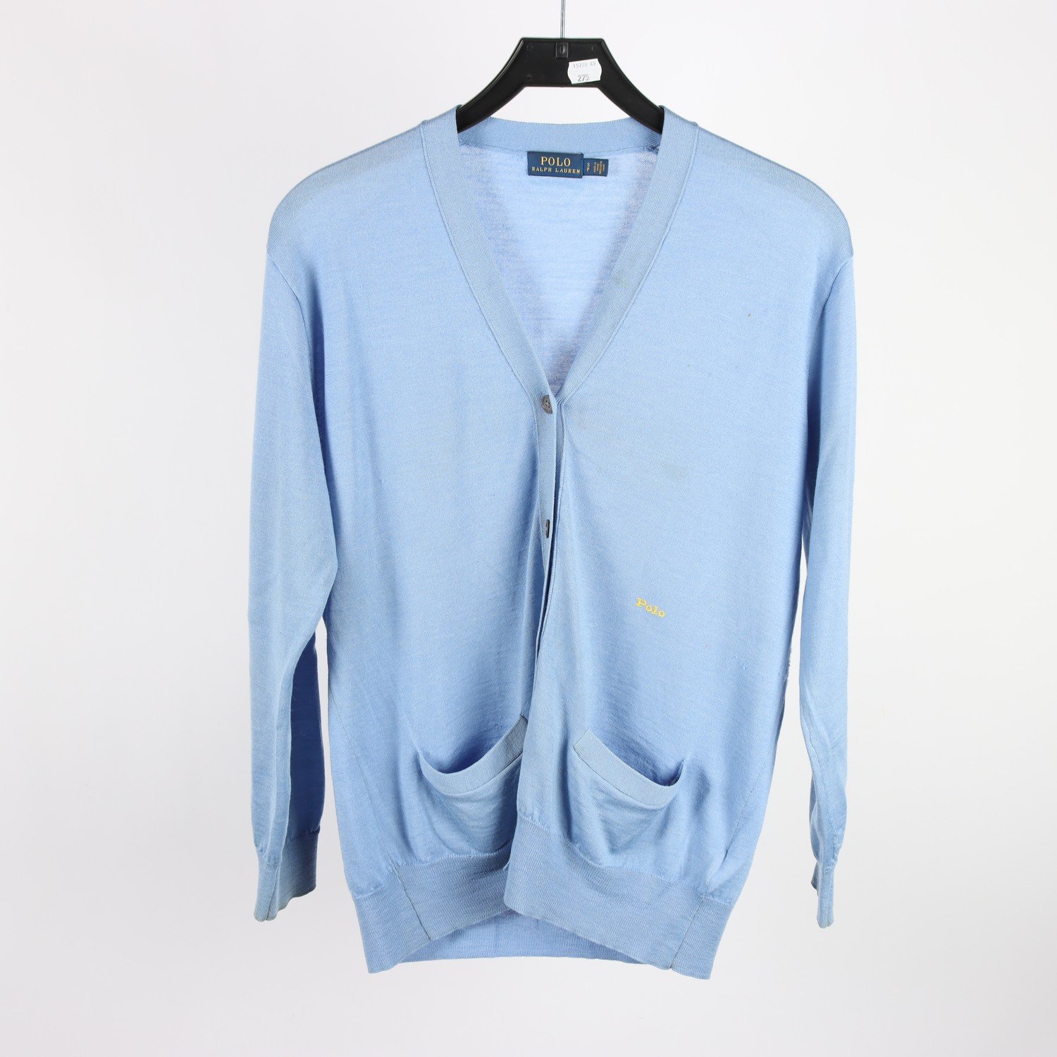 Stickad kofta, Polo Ralph Lauren, blå. 70% ull, stl. S