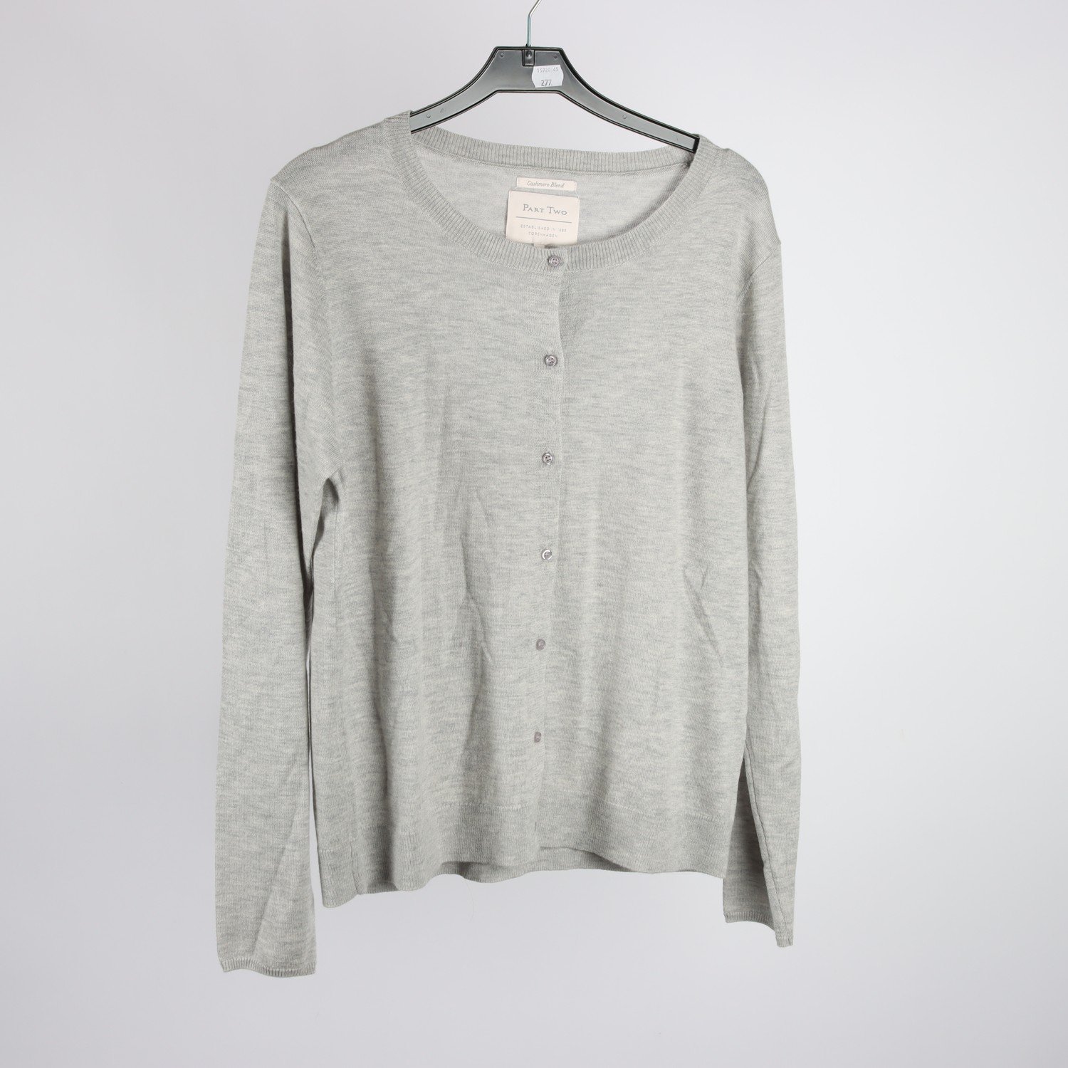 Stickad kofta, Part Two, grå, 90% ull, stl. L