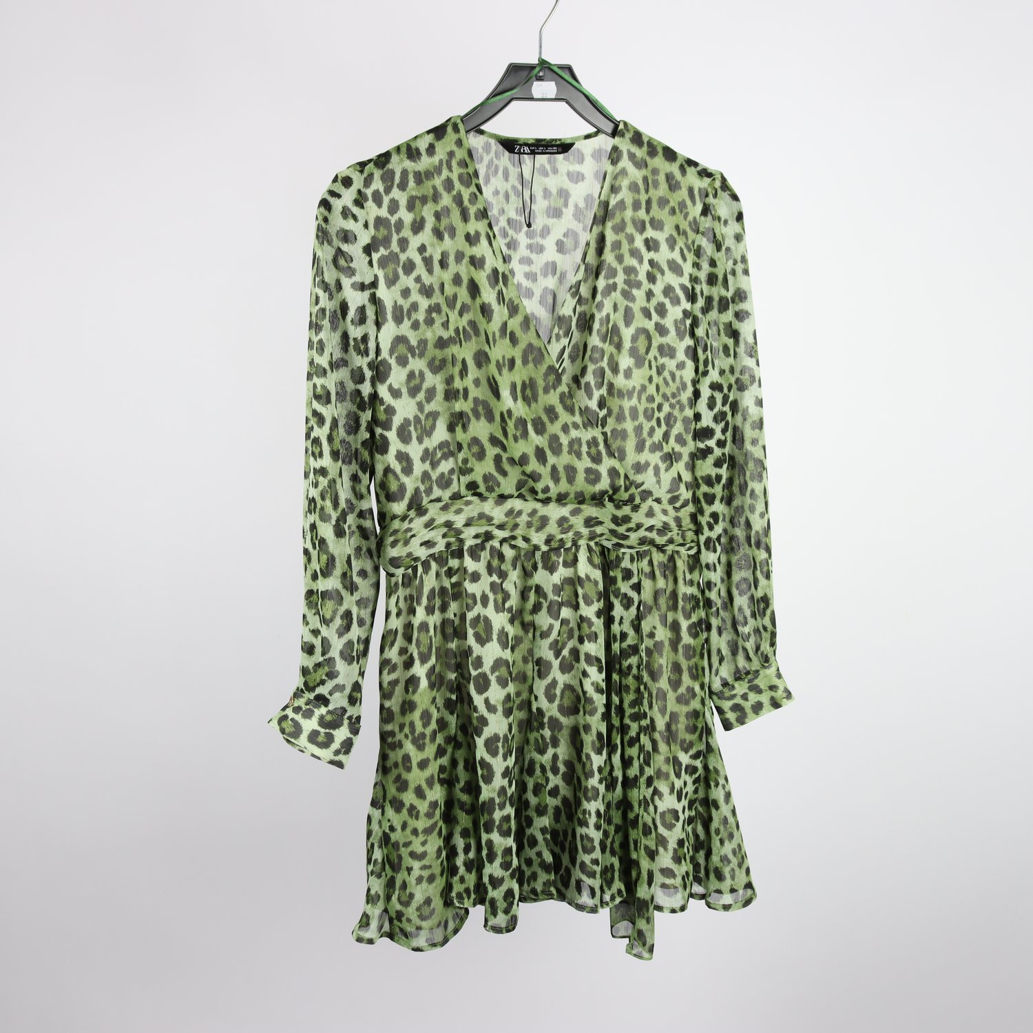 Klänning, Zara, grön, svart, silver, stl. L