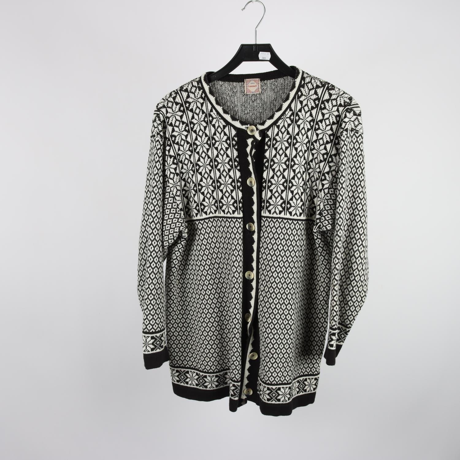 Stickad kofta, Lindex, svart, vit, mönstrad, stl. (XL/XXL)