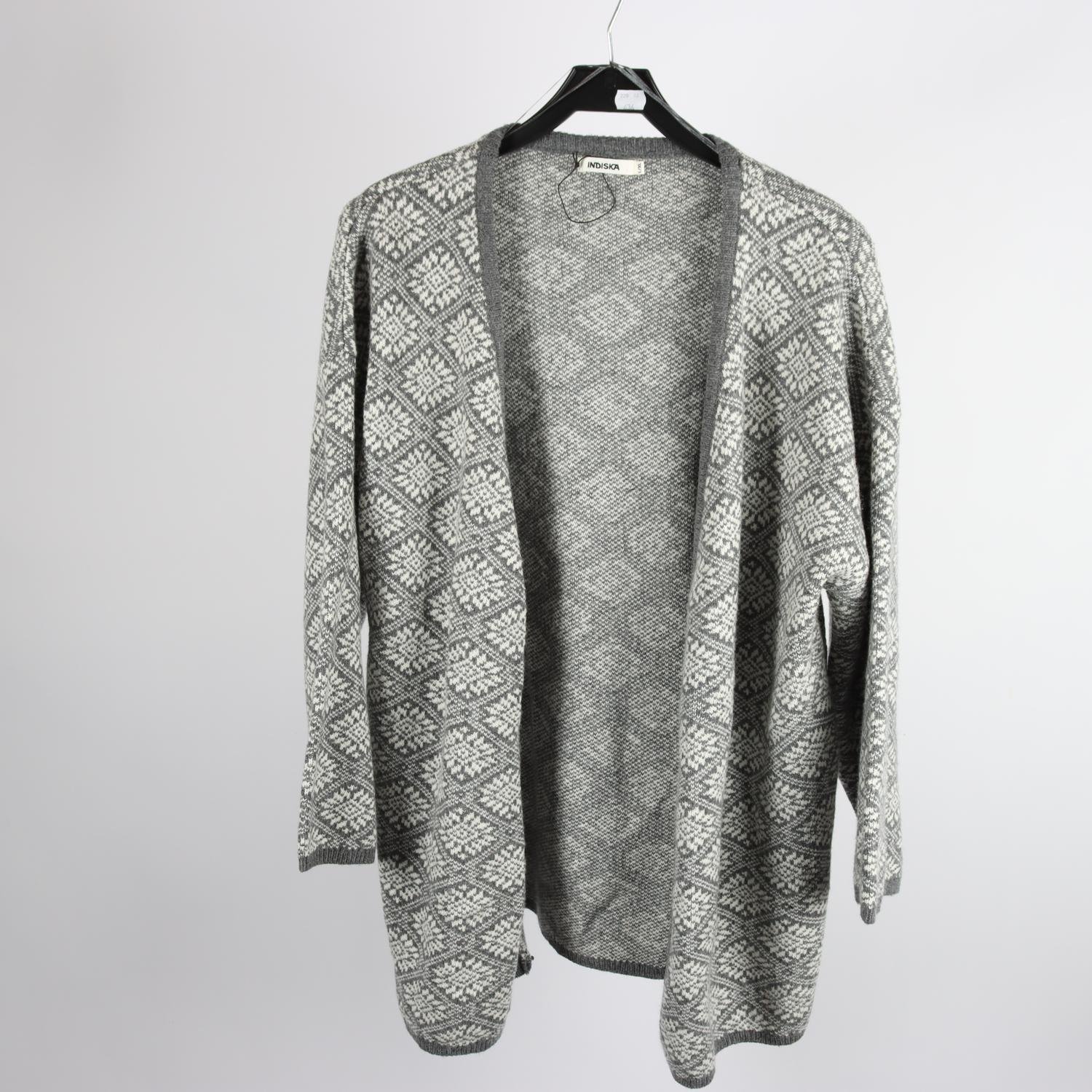 Kofta, Indiska, grå,vit, ullmix,stl. L/XL