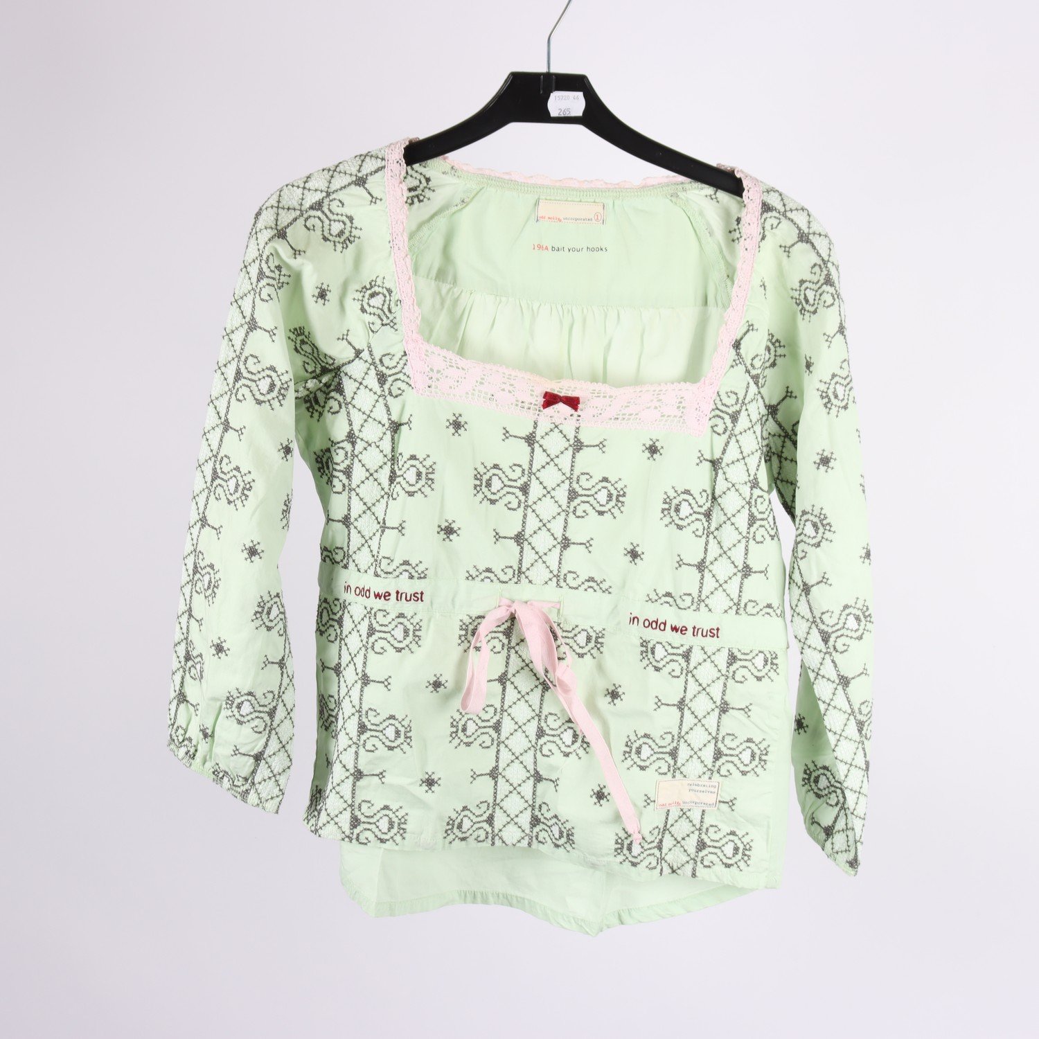 Blus, Odd Molly, grön, rosa, stl. 1 (S)