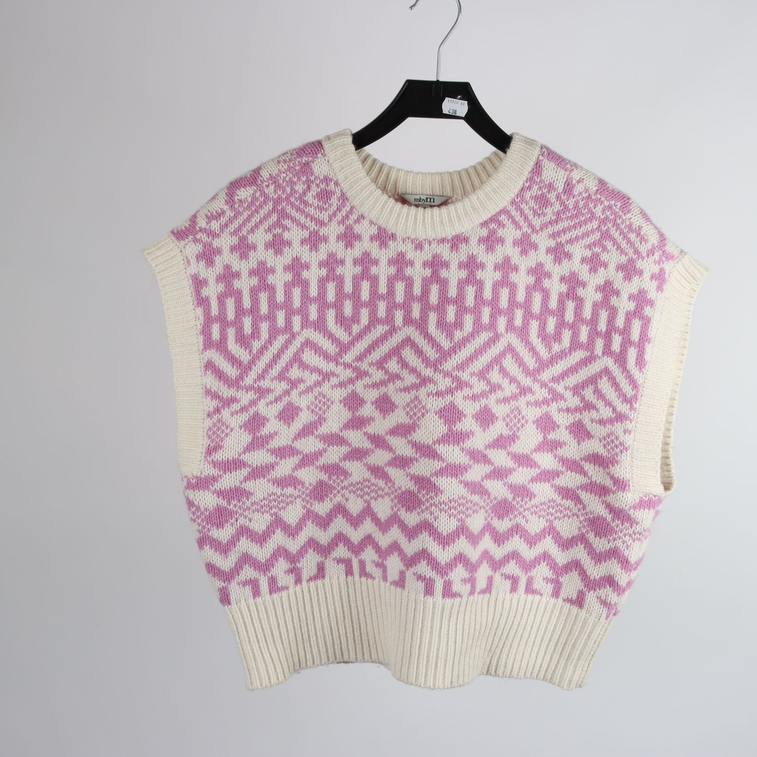 Väst, Mbym, lila, vit, mönstrad, stl. S/M