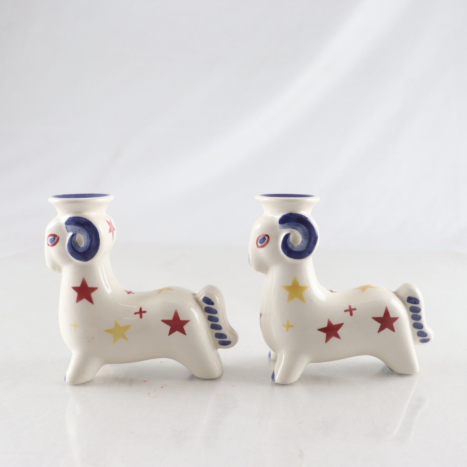 Ljusstakar, porslin, Julbock, Aluminia, Danmark, 2 st