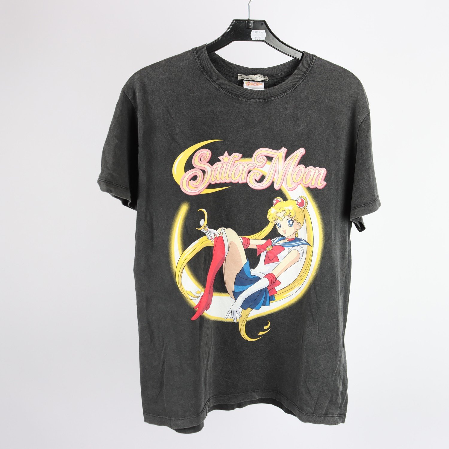 T-shirt, Pull & Bear, ” Sailor Moon”, gråsvart, stl. S