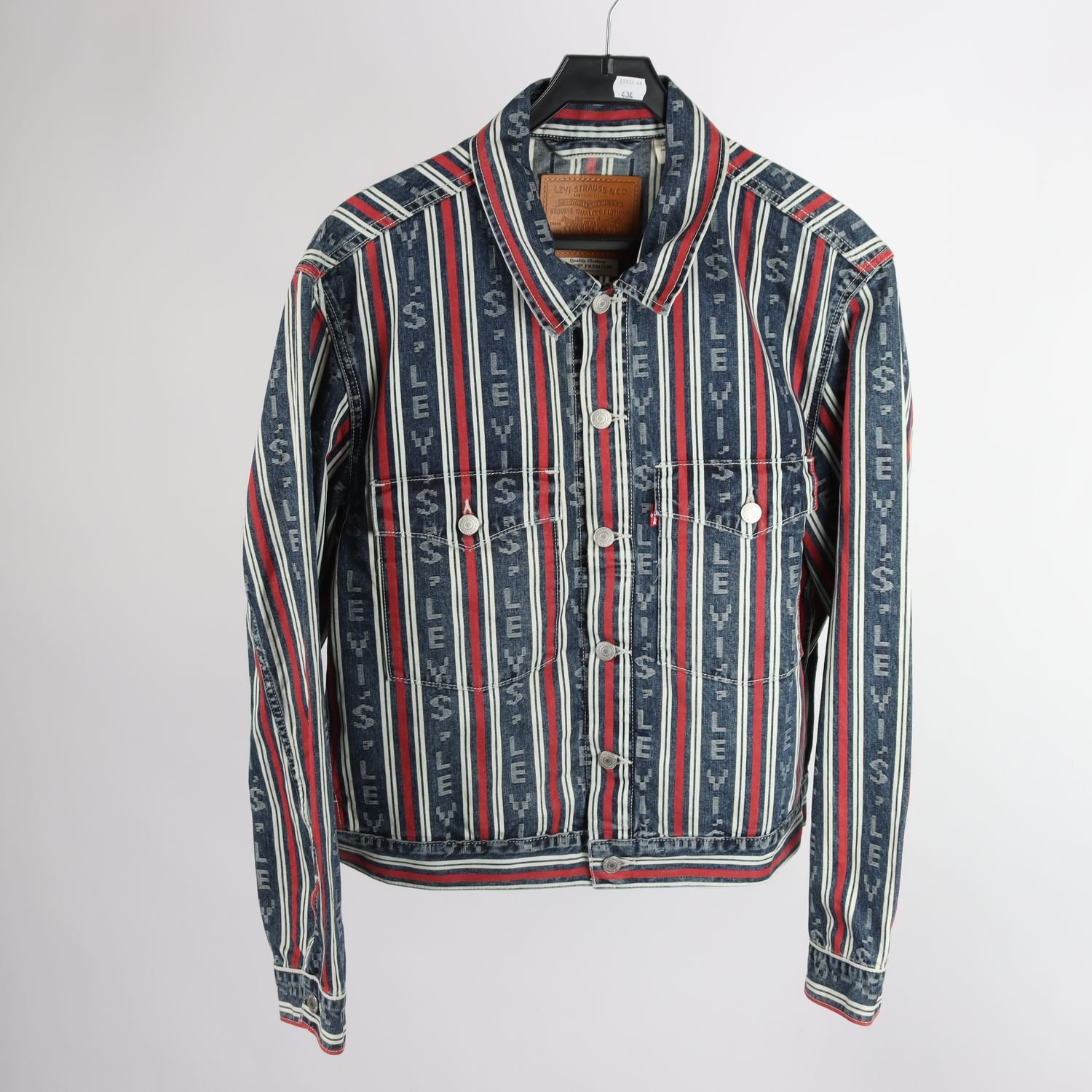 Jeansjacka, Levi Strauss & Co, blå, vit, röd, stl. M