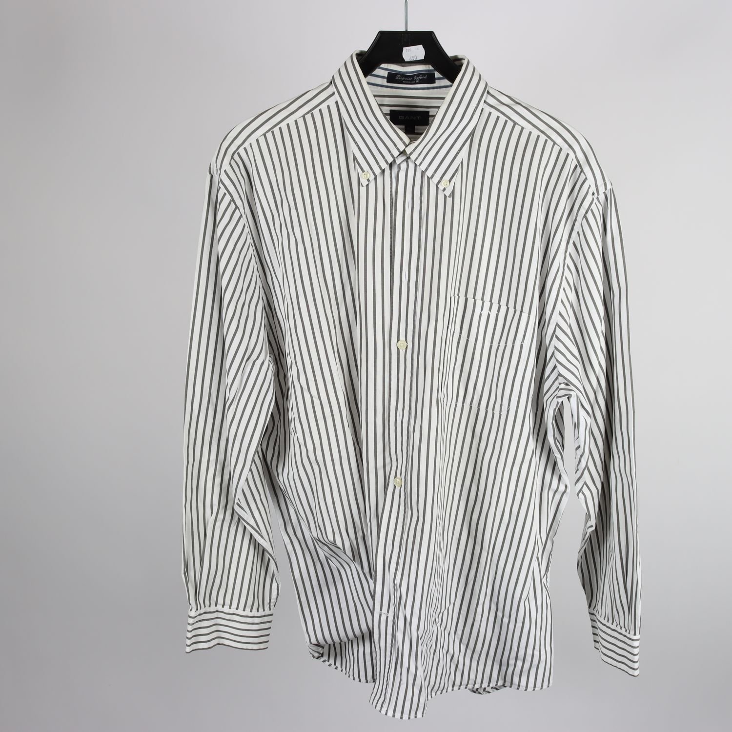 Skjorta, Gant, randig, vit, grå, stl. XL