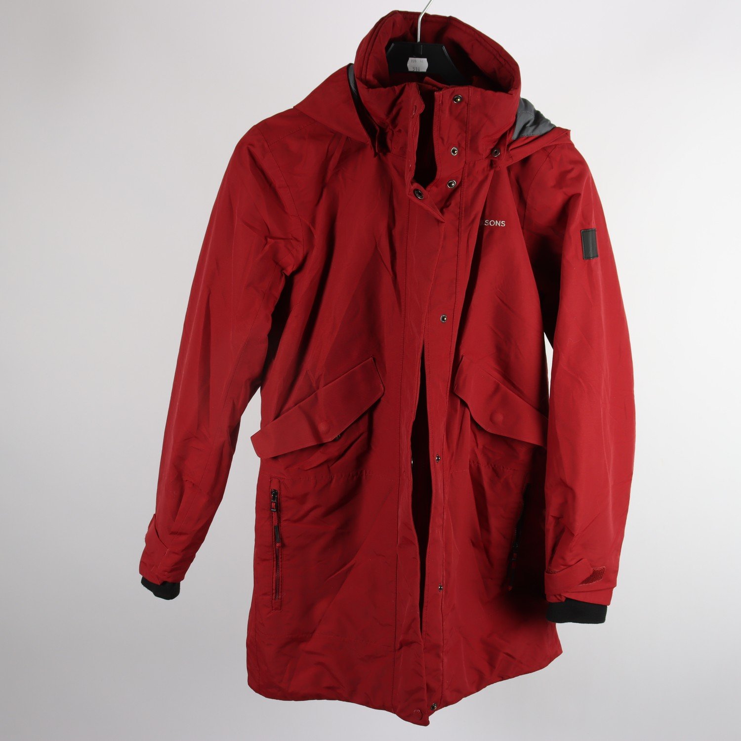 Jacka, Didriksons, röd, stl. 38.