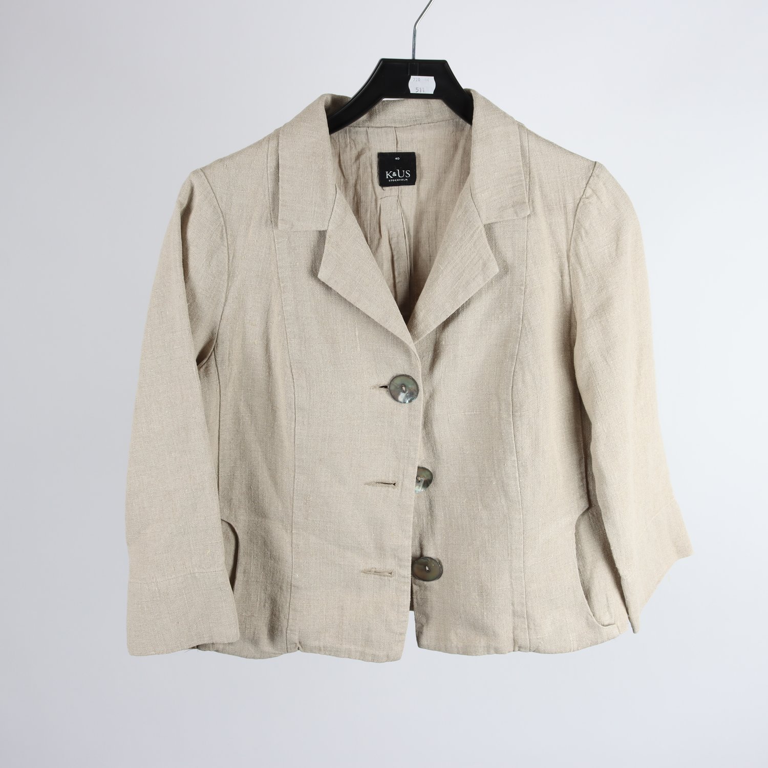 Jacka, K&Us, beige, lin, stl. 40.