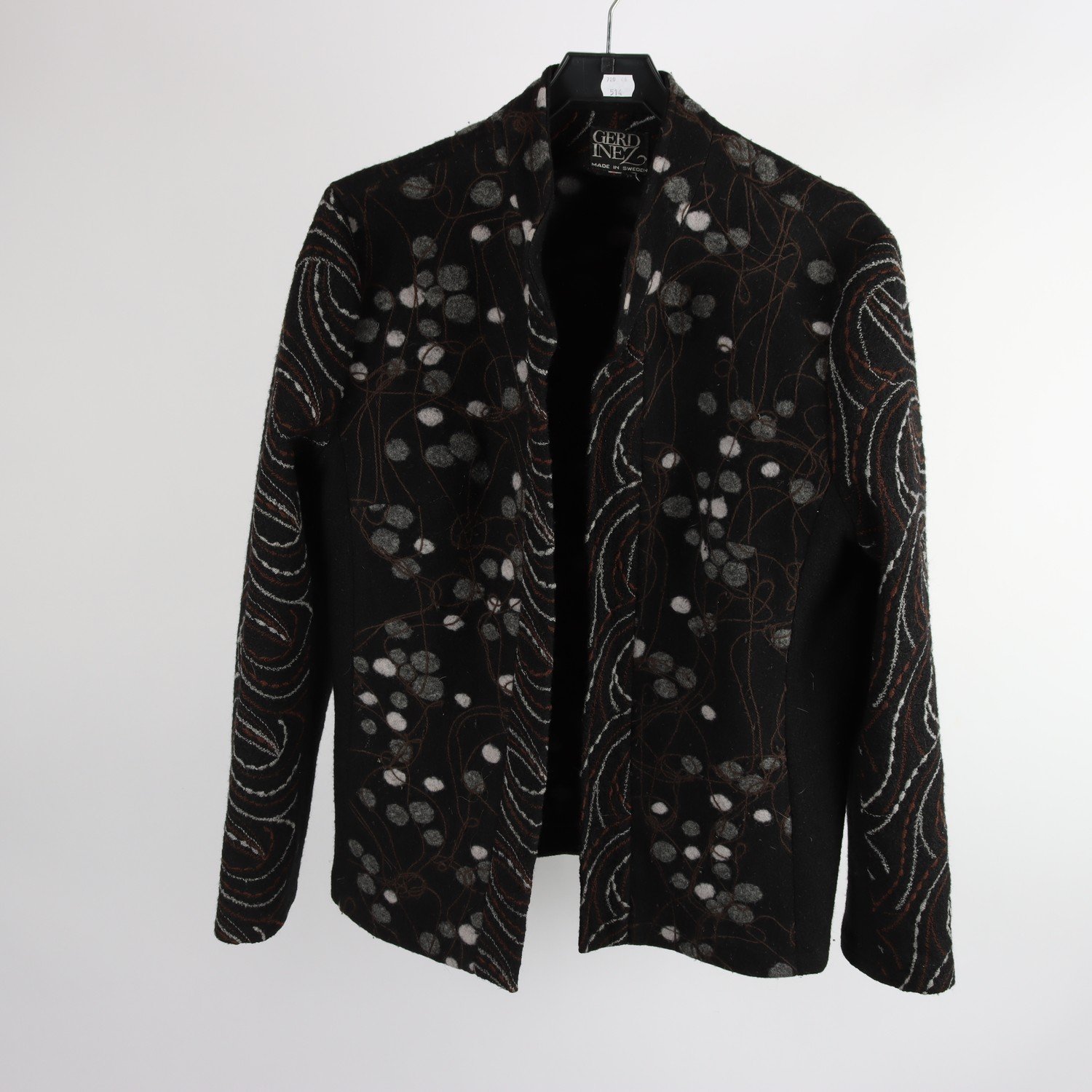 Jacka, Gerd Inez, svart, grå, ull, stl. ca. S