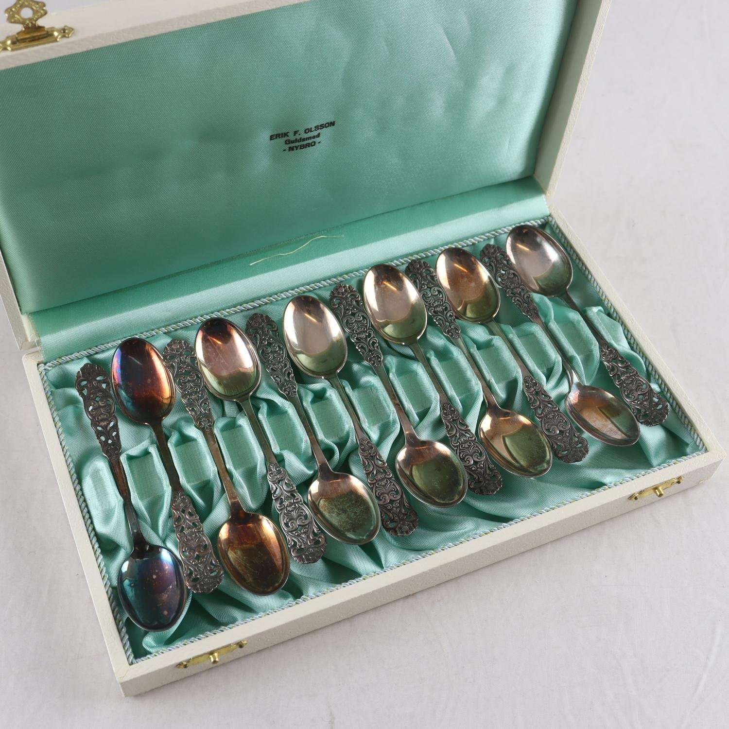 Kaffeskedar, silver, 830, Oscar Larsen, Norge, 12 st