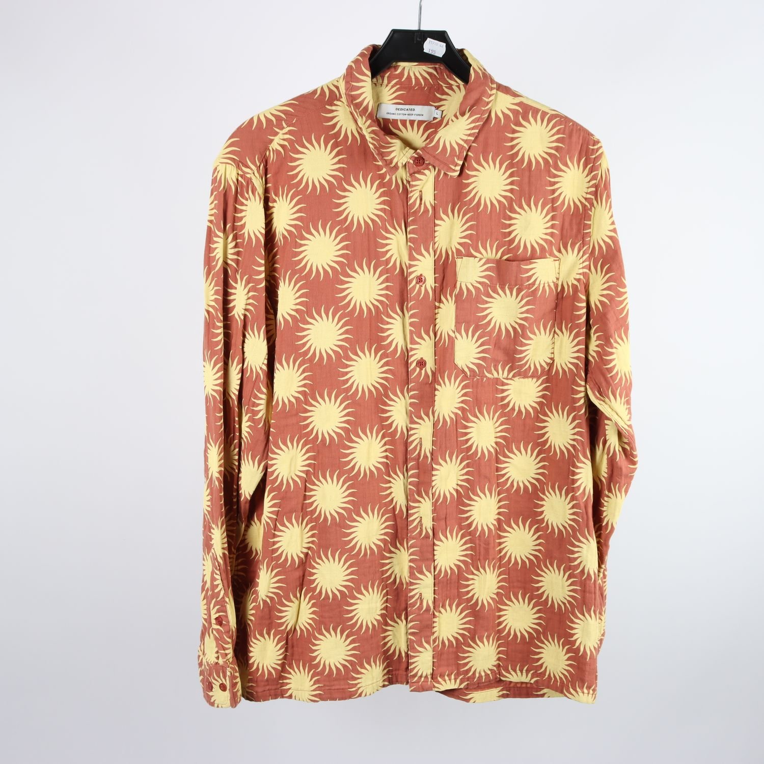 Skjorta, Dedicated, brun, gul, mönstrad, stl. L