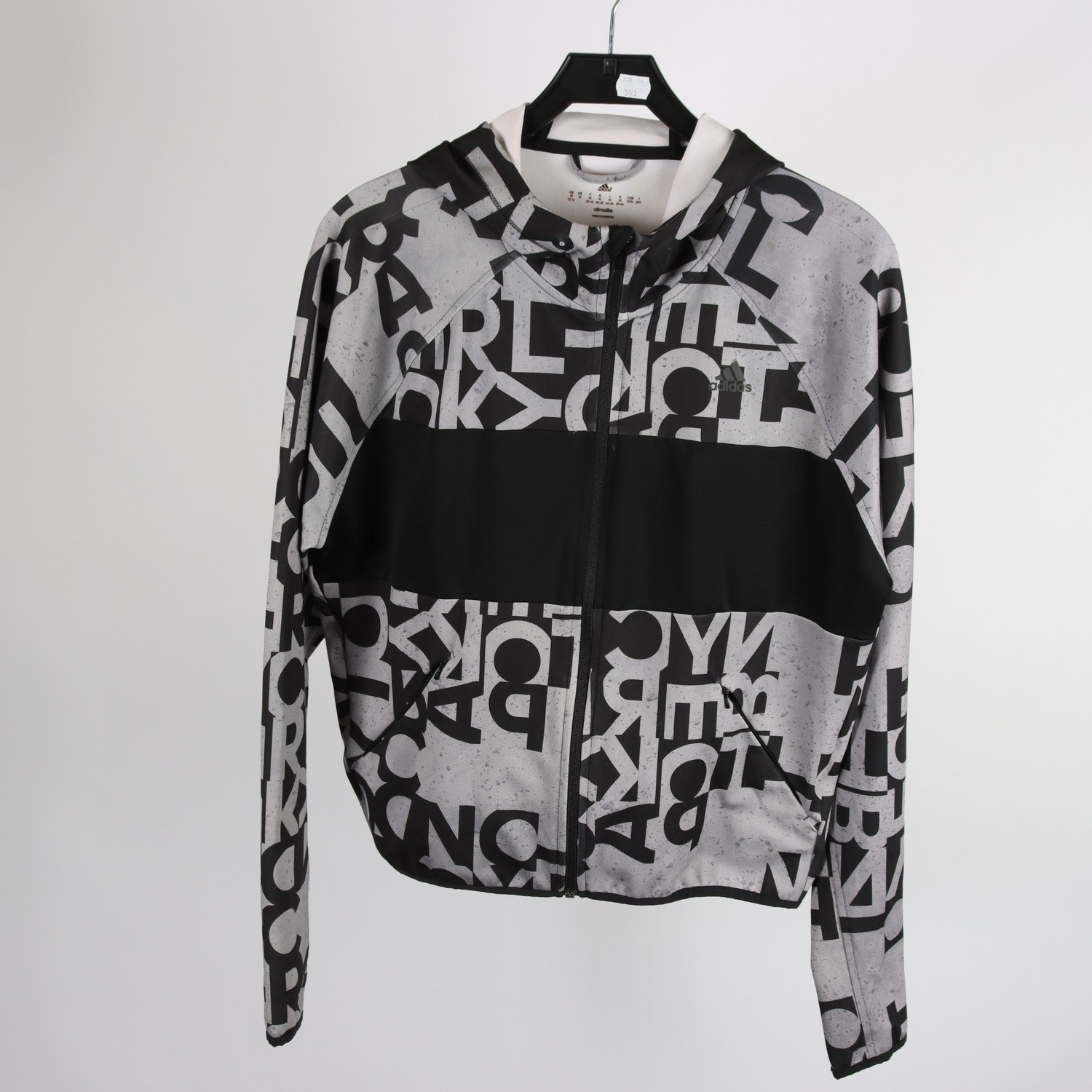 Träningsjacka, Adidas, svart, grå, stl. M