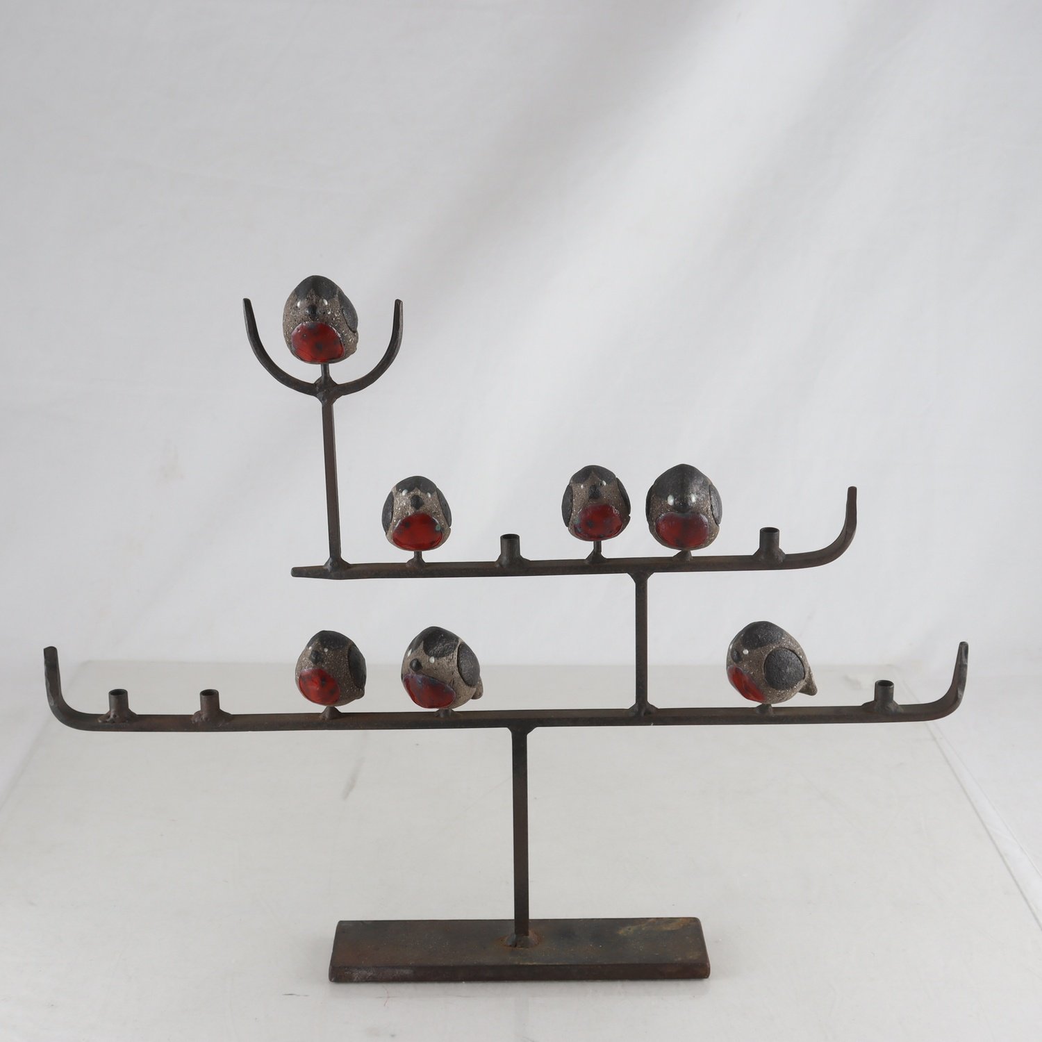 Ljusstake, smide & keramik, Thomas Hellström, Nittsjö, 1900-tal. Samfraktas ej.