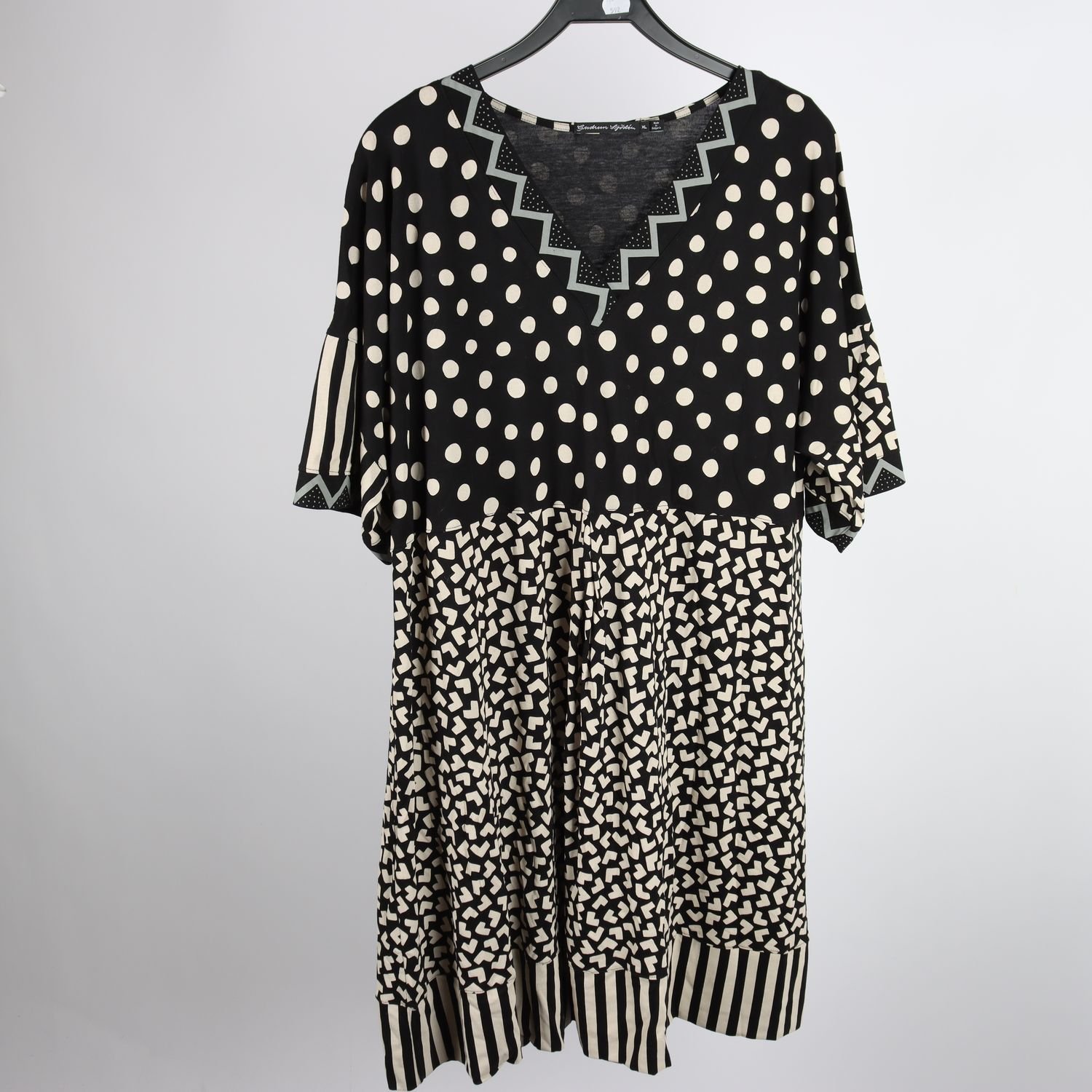 Klänning, Gudrun Sjödén, prickig, vit, svart, stl. XL