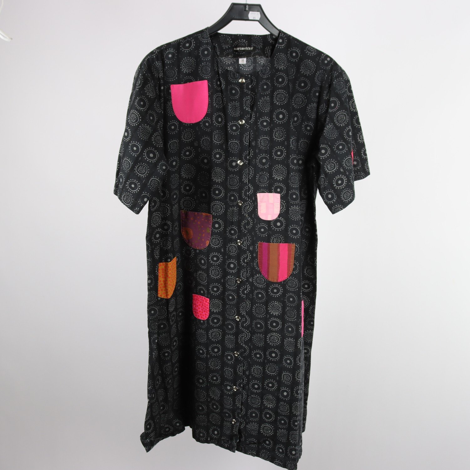 Klänning, Marimekko, grå, svart, mönstrad, stl. 38