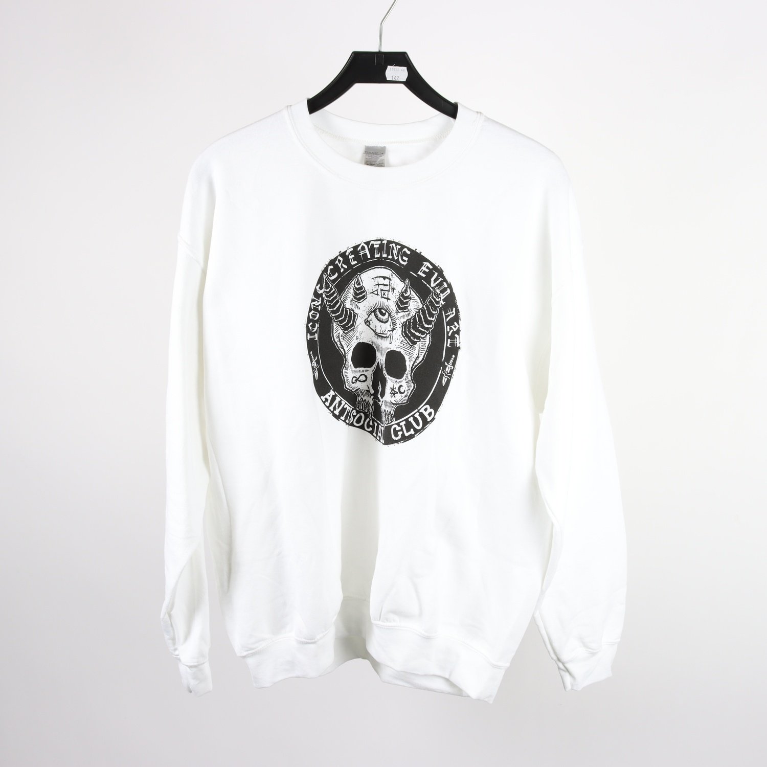 Sweatshirt, Gildan, Anti Social Club, vit, stl. L