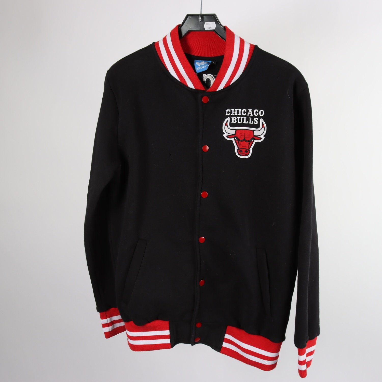 Jacka/tröja, Adidas, Chicago Bulls, svart, röd, stl. L