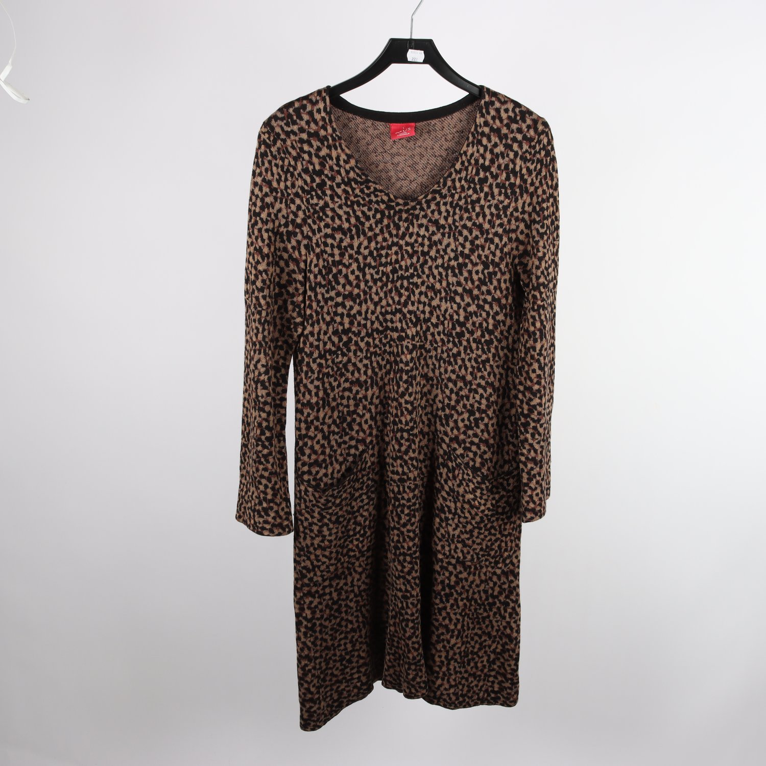 Klänning, K&US, brun, svart, mönstrad, stl. L