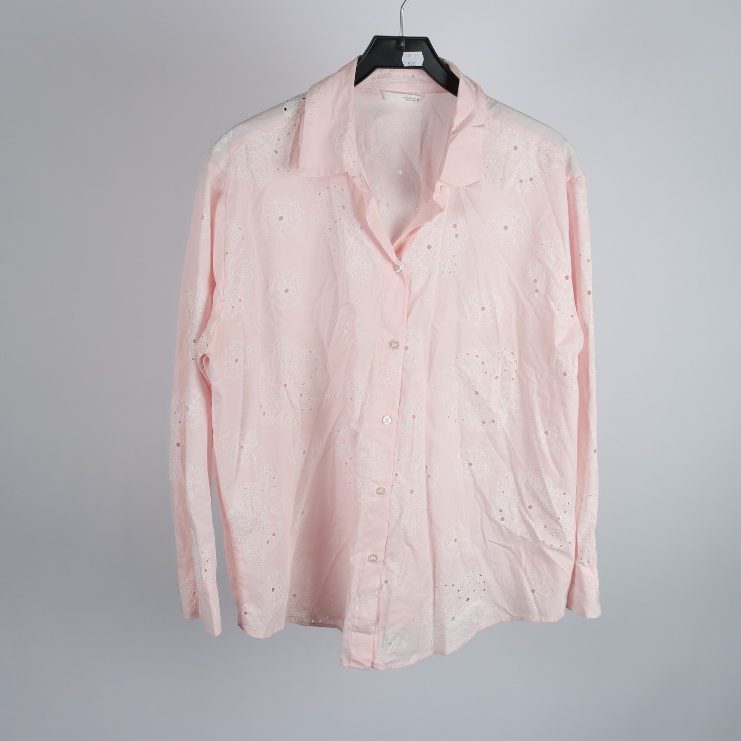 Blus, Zara, rosa, hålbroderi, stl. XL