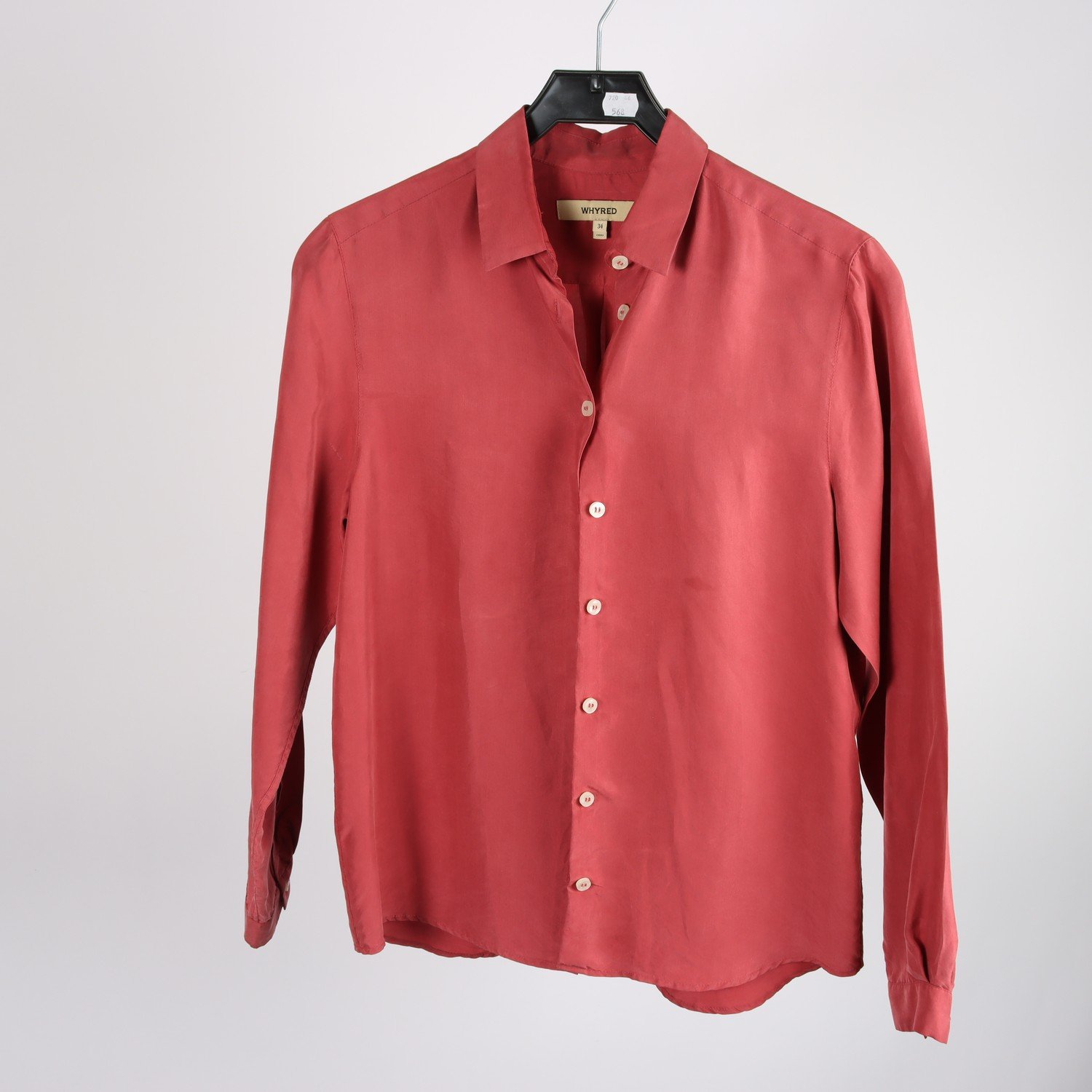 Blus, Whyred, roströd, silke, stl. 34
