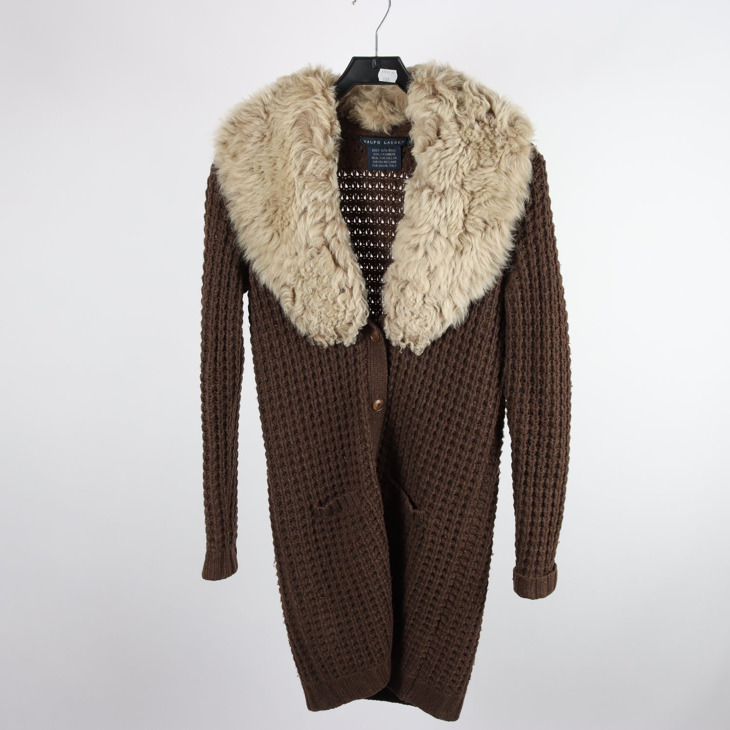 Stickad kofta, Ralph Lauren, brun, stl. S