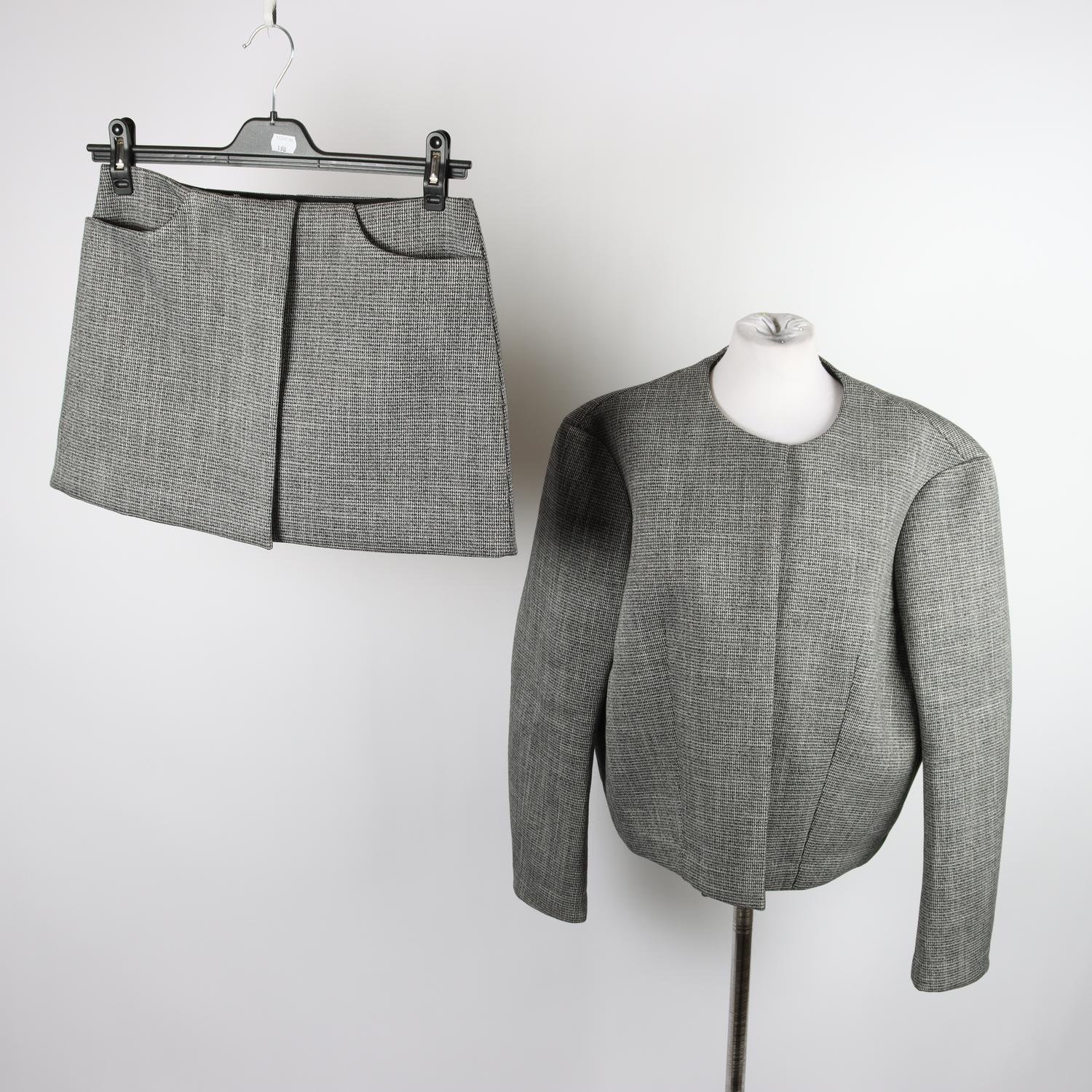 2-delat set. Jacka/kjol, H&M, grå svart, kjol stl. 38, jacka stl. L