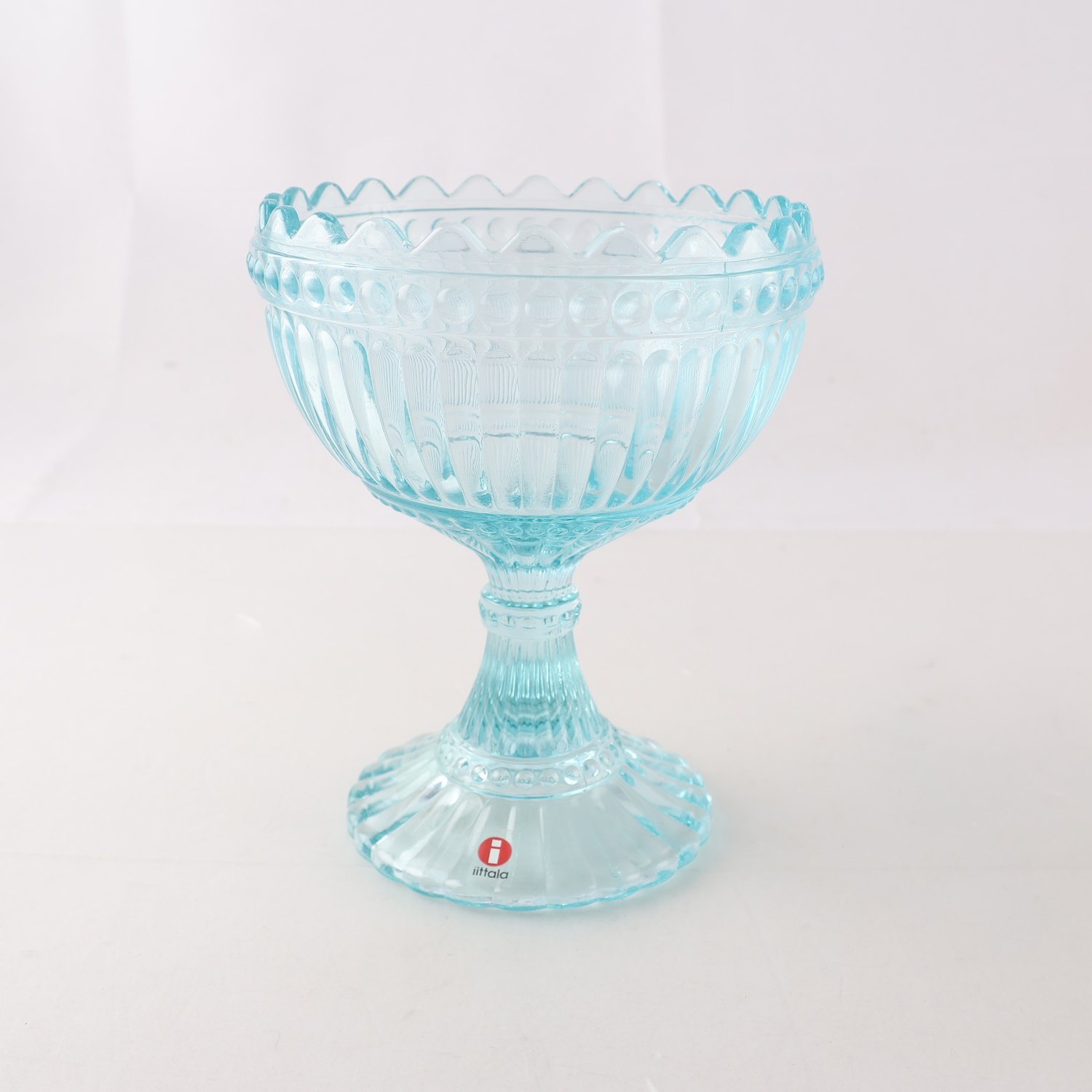 Glaskål på fot, Marimekko, iittala, ’Mariskooli’, turkos