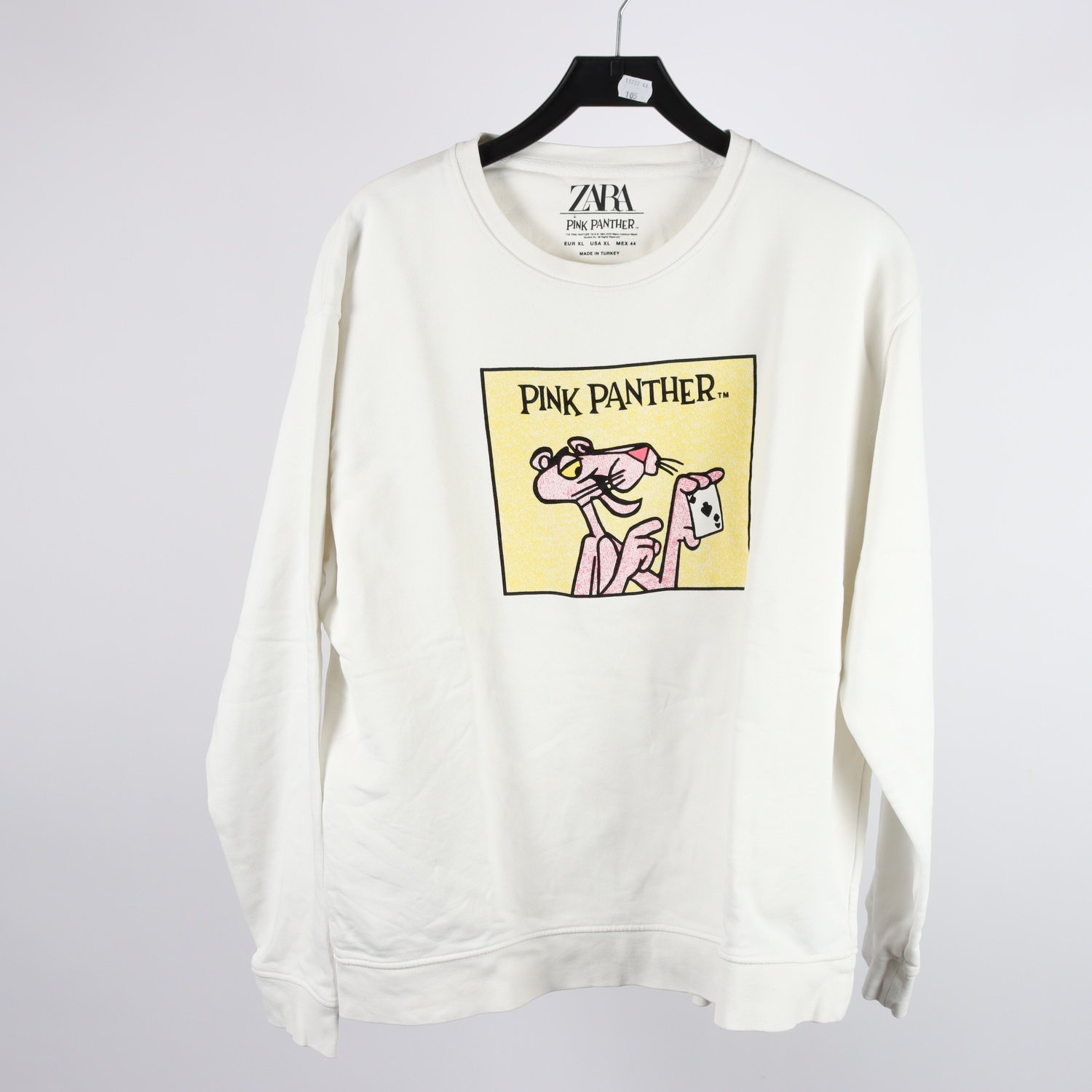 Sweatshirt, Zara, ”Pink Panther”, vit, stl. XL