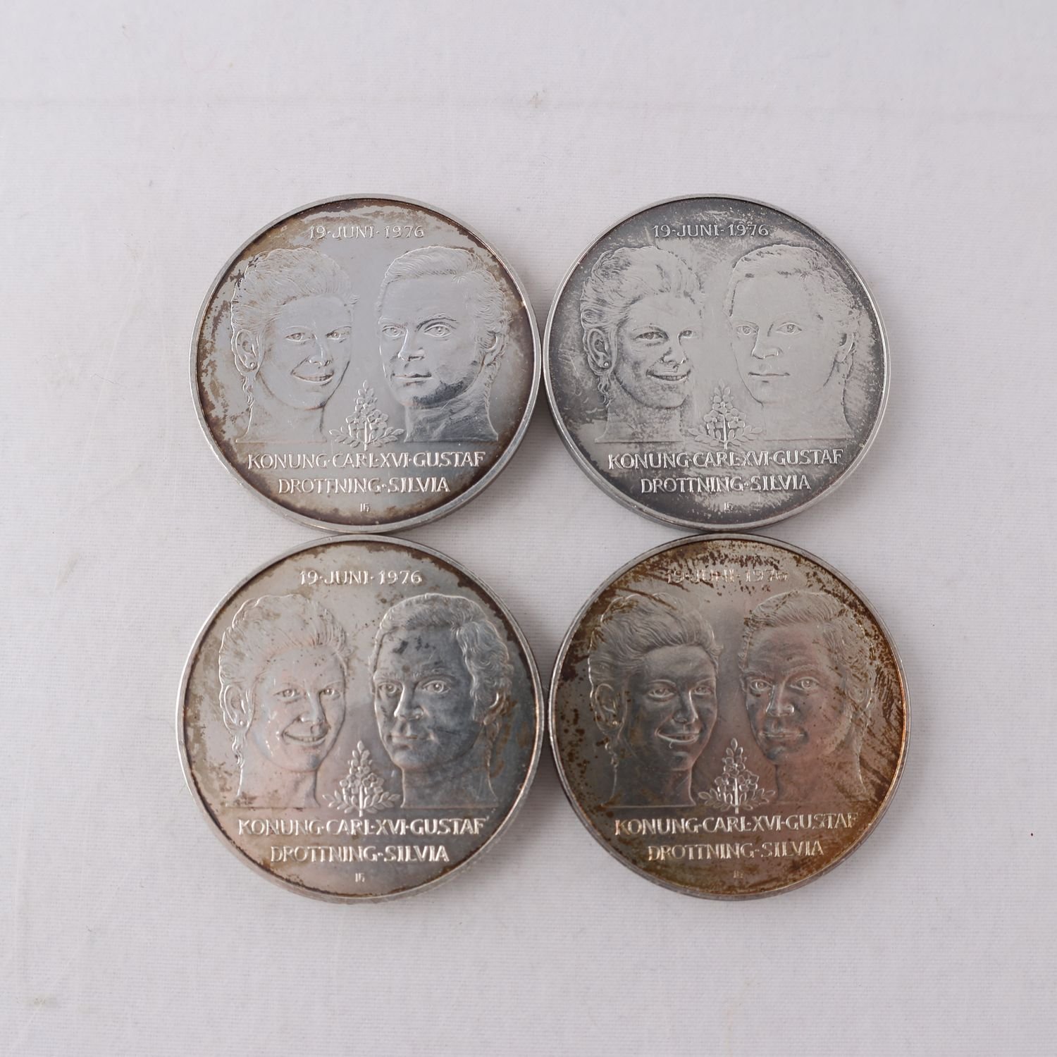 Jubileumsmynt, silver, 50 kr, Carl XVI Gustav & Silvia, 4 st