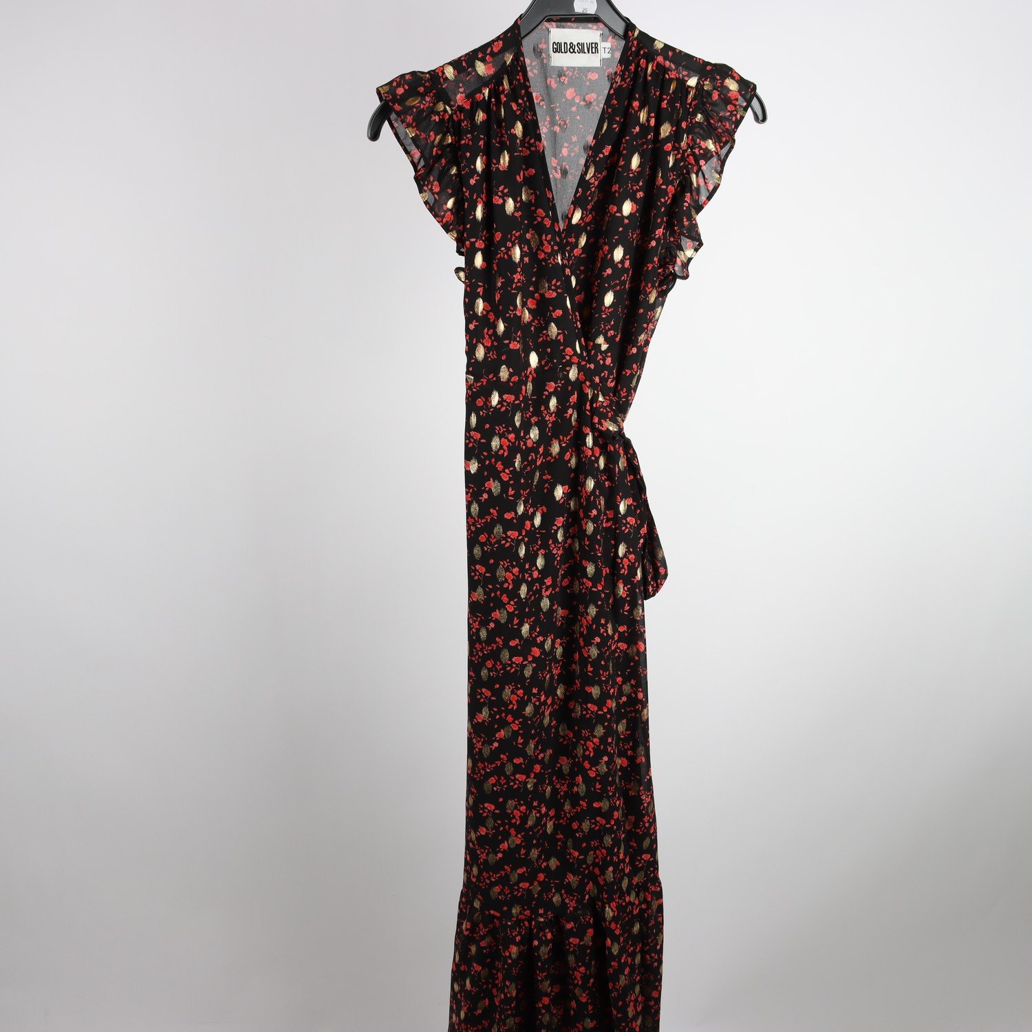 Klänning, Gold & Silver, svart, mönstrad, stl. T2 (M)