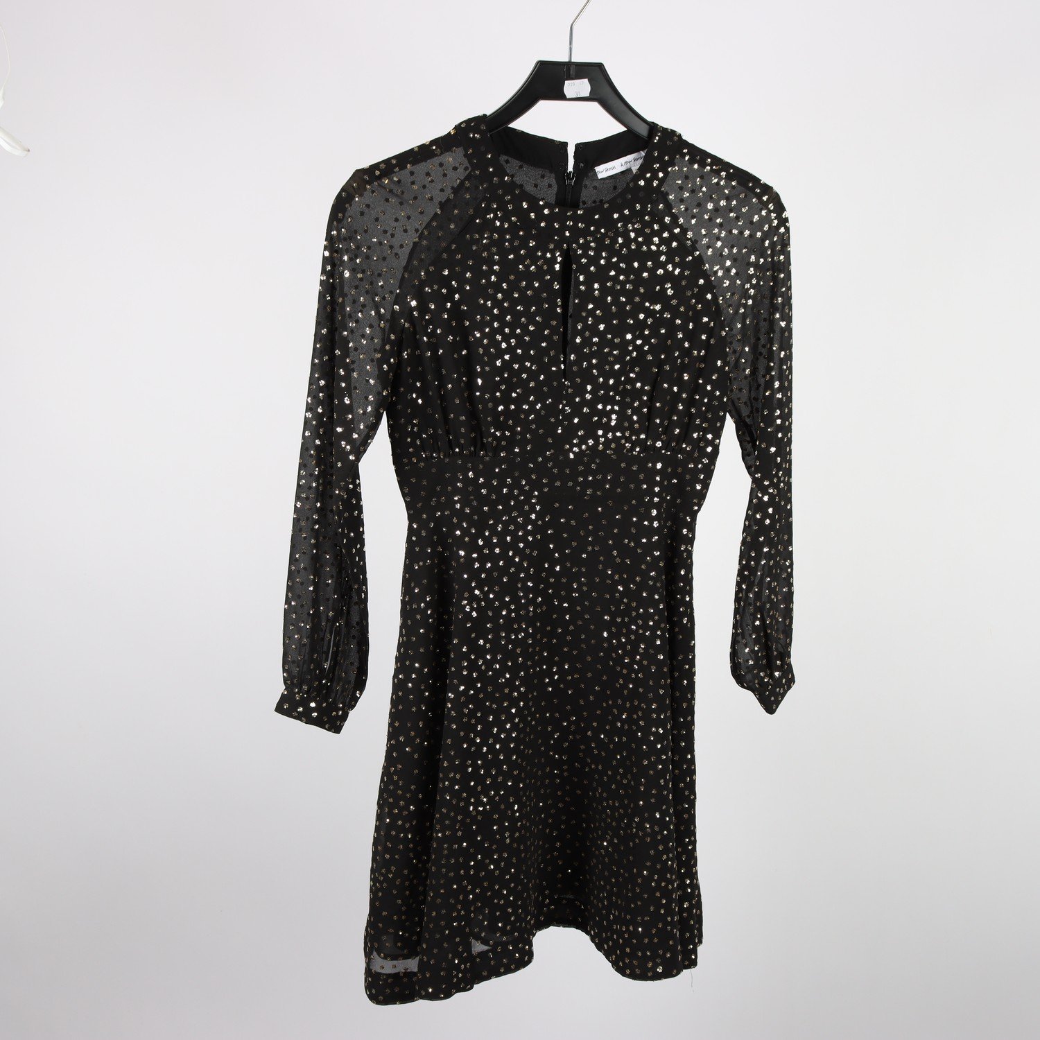Klänning, & Other Stories, svart, guld, små paljetter, stl. 34