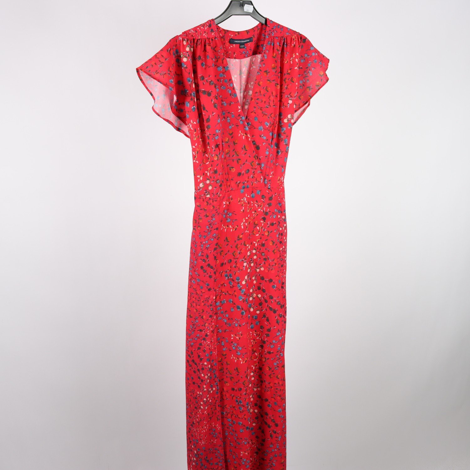 Klänning, French Connection, röd, mönstrad, stl. XS