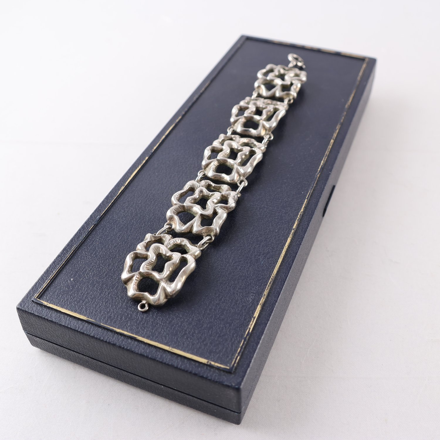 Armband, silver, vågiga länkar, vintage, vikt: 48.5g