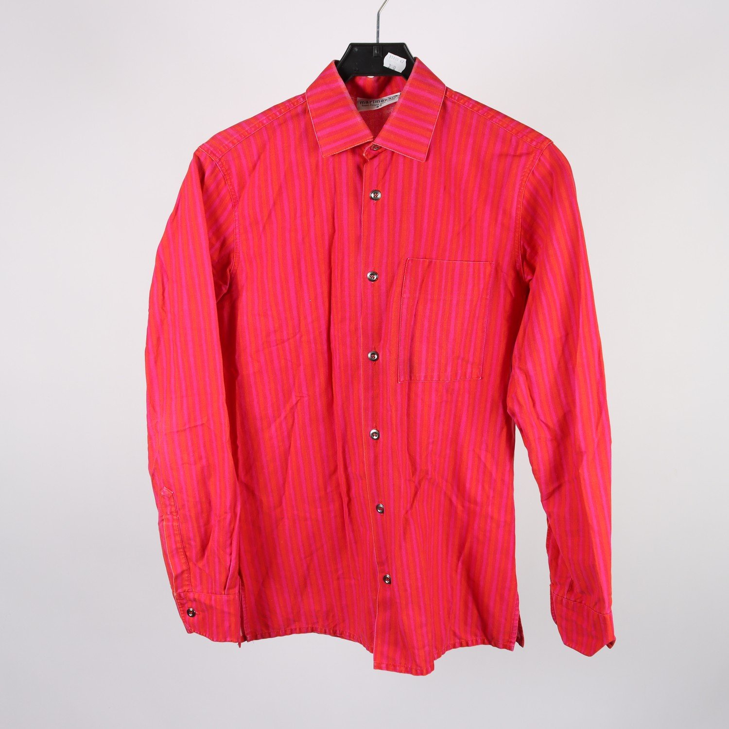 Skjorta, Marimekko, röd, rosa, orange, randig, stl. 37 (S)