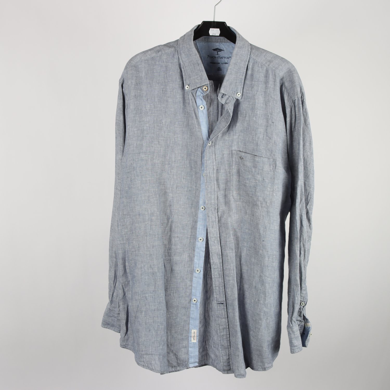 Skjorta, Fynch-Hatton, blå, lin, stl. XL.