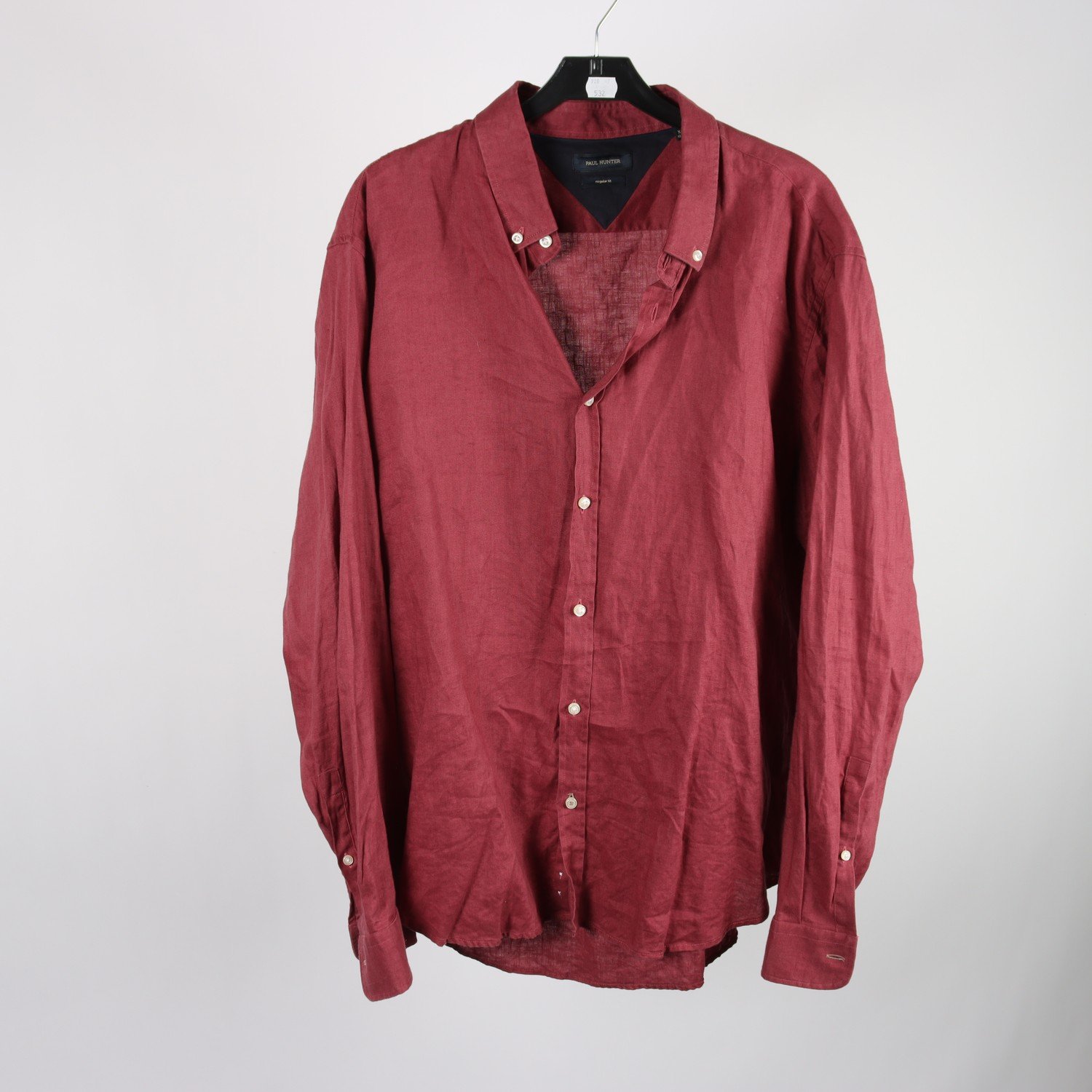 Skjorta, Paul Hunter, vinröd, lin, stl. XL.