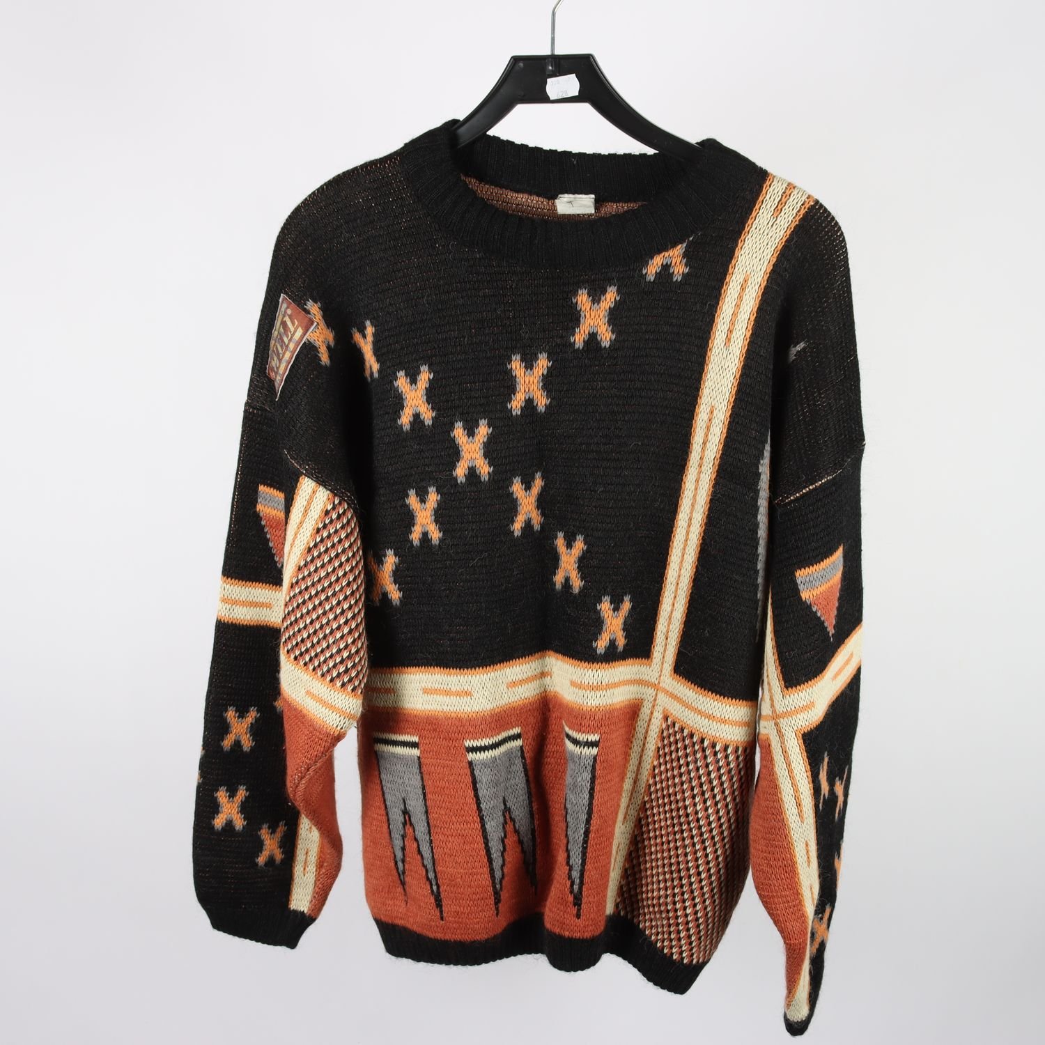 Tröja, Swell, svart, brun, retro, ullmix, stl. XL.