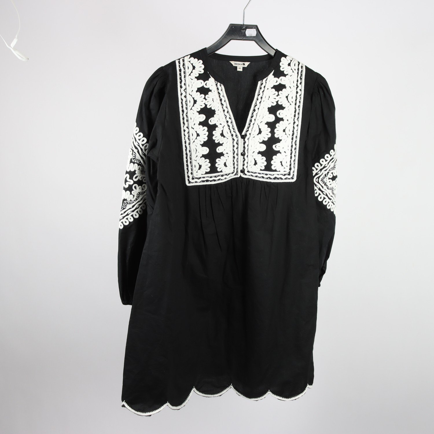 Klänning, Indiska, svart, vit, stl. XS