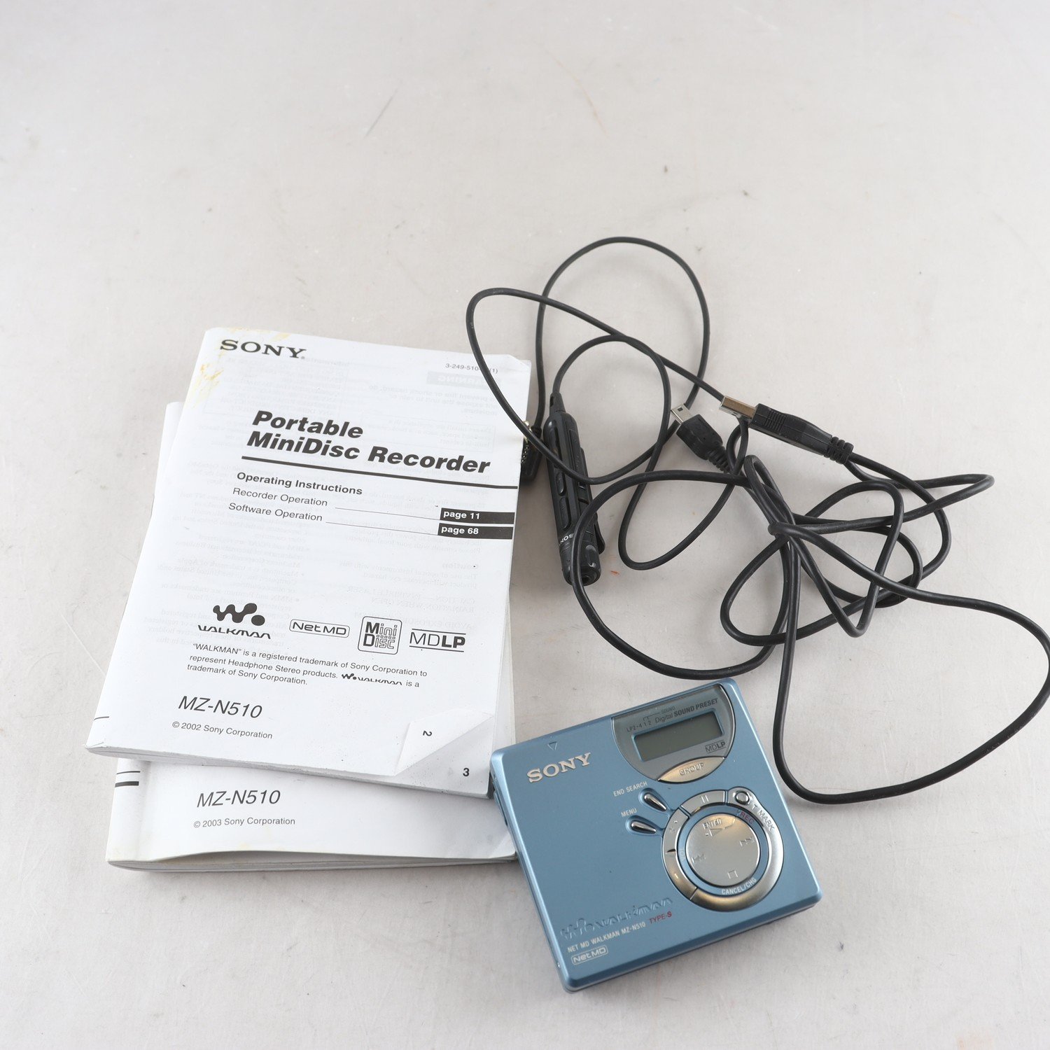 Minidisc, Sony Walkman, MZ-N510. Defekt. Repobjekt